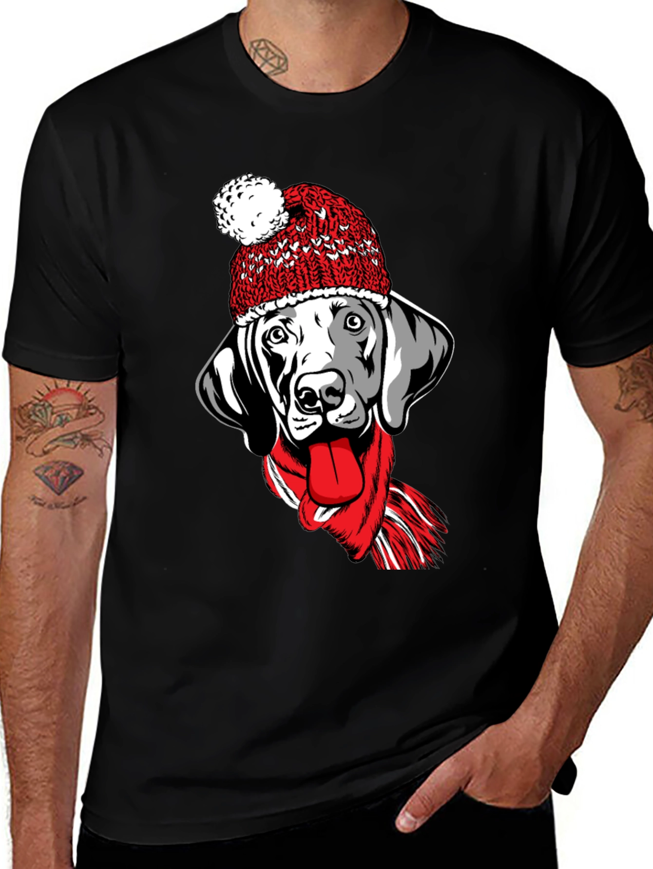 Dog with Hat & Scarf Graphic Tee