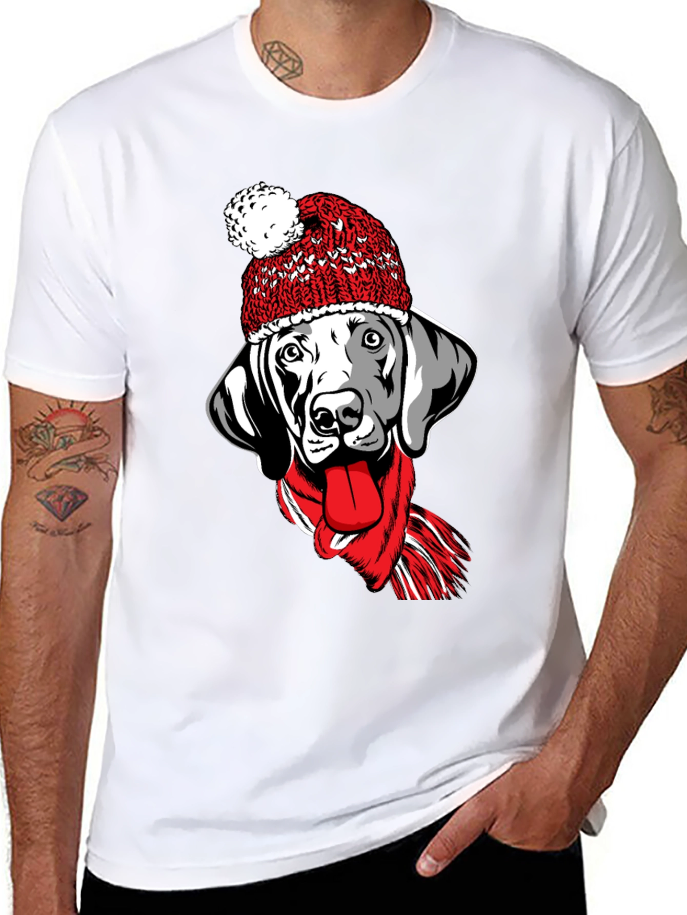 Dog with Hat & Scarf Graphic Tee