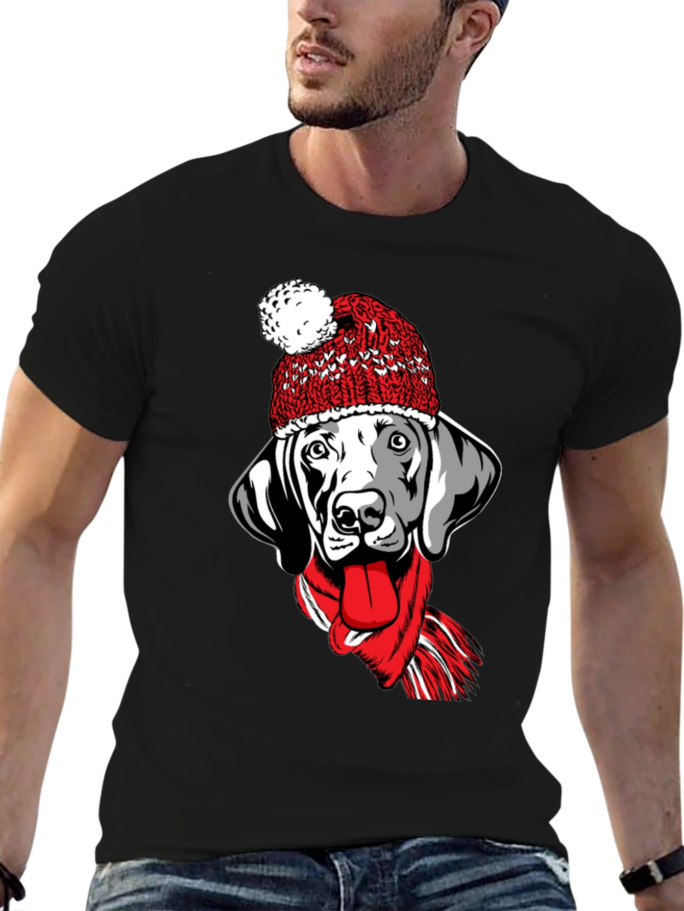 Dog with Hat & Scarf Graphic Tee