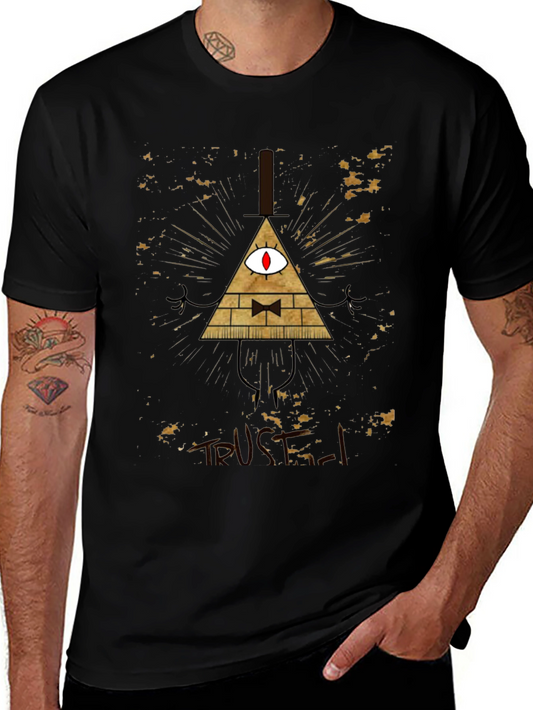 Mens Black Graphic Tee - Bill Cipher Design