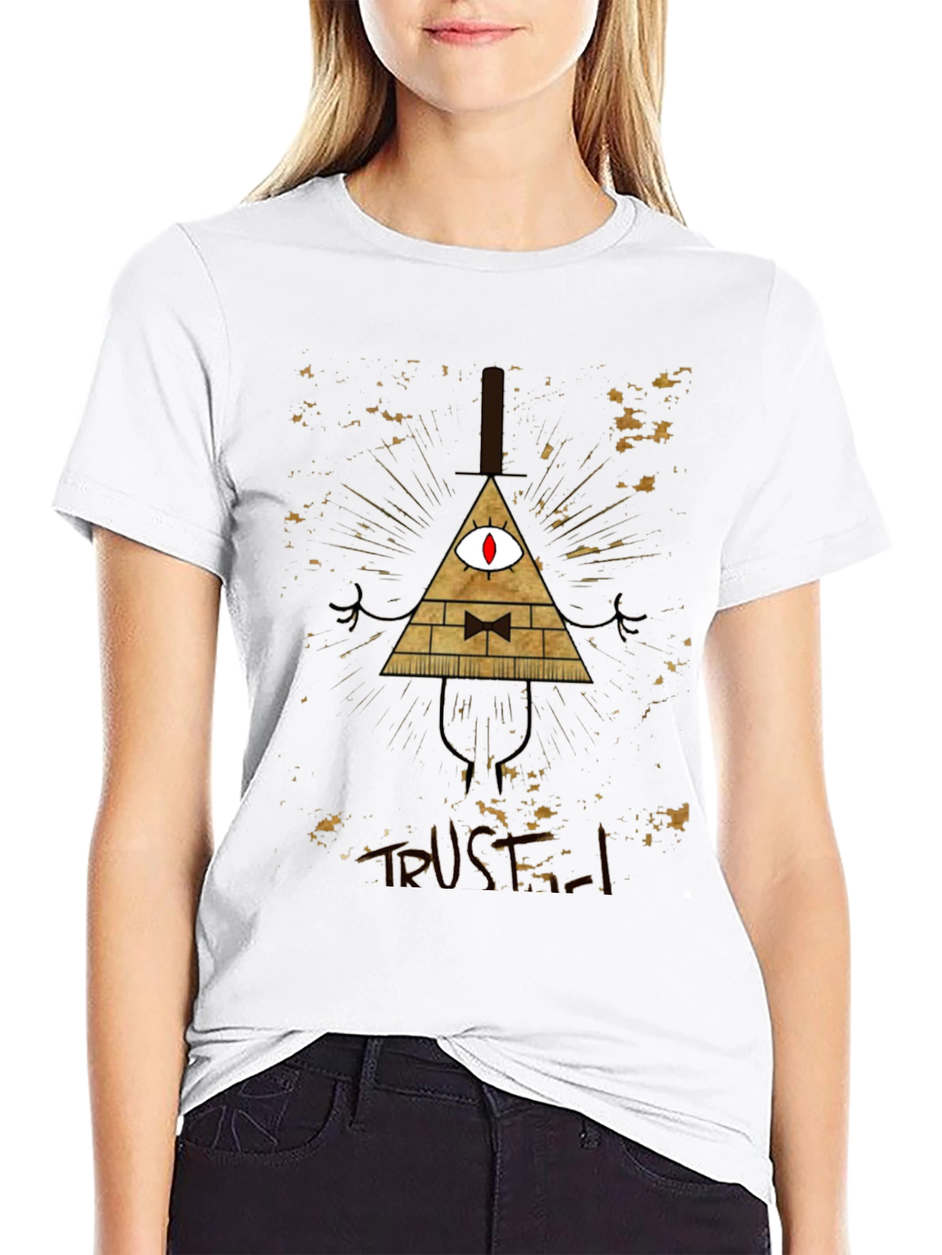 Mens Black Graphic Tee - Bill Cipher Design