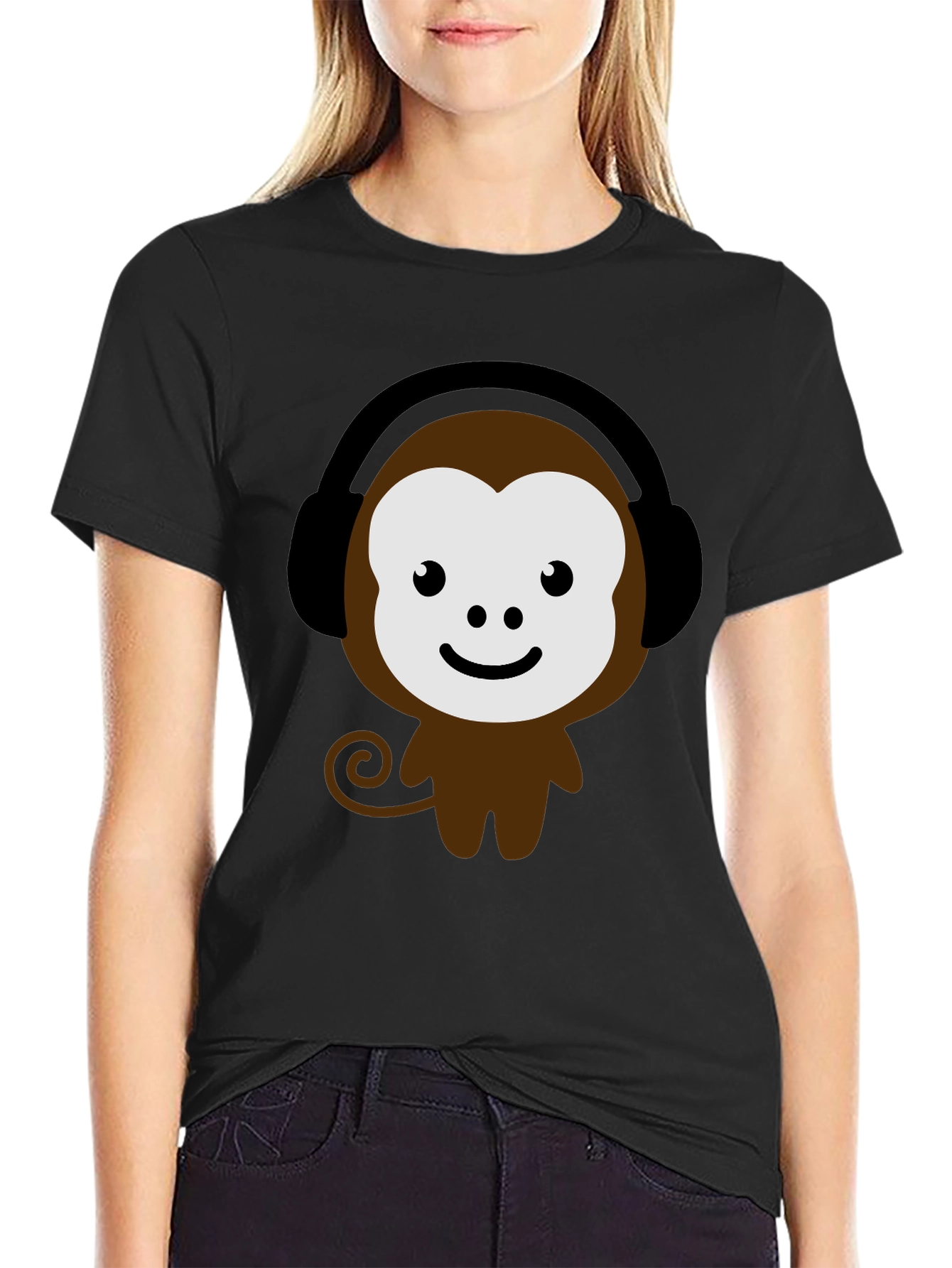 Cute Monkey Headphone Graphic Tee