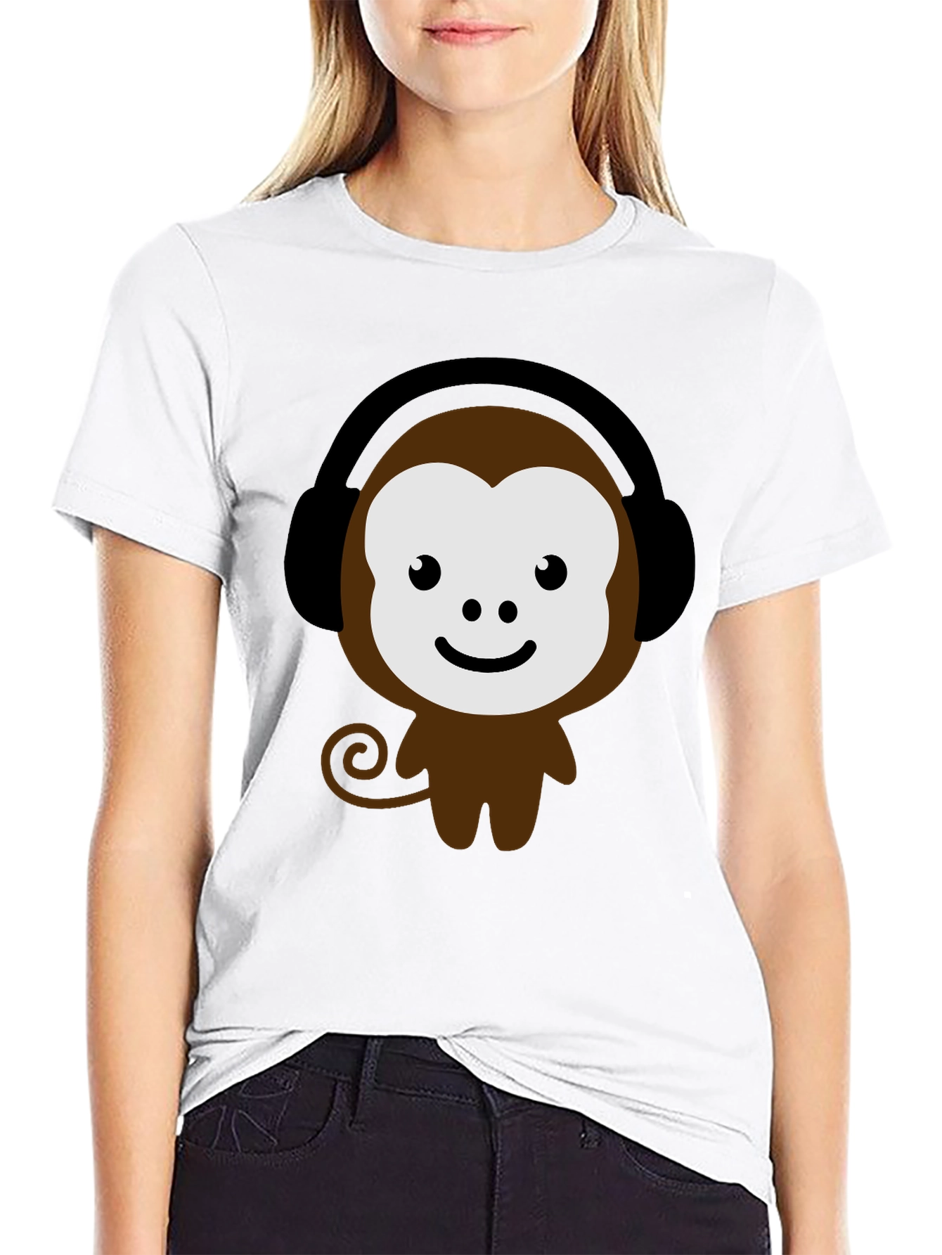 Cute Monkey Headphone Graphic Tee