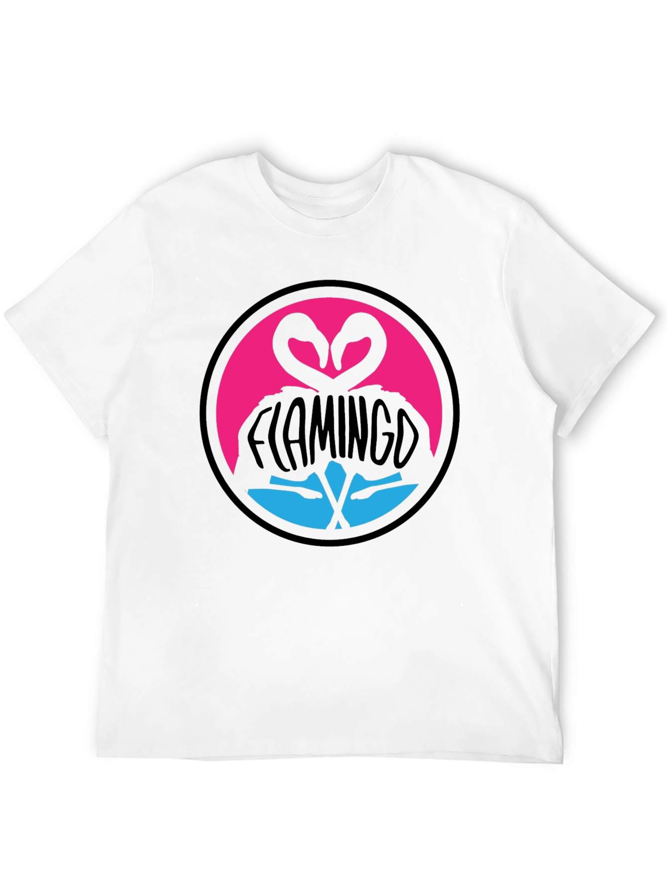 Flamingo Heart T-Shirt - Graphic Print Crew Neck Tee
