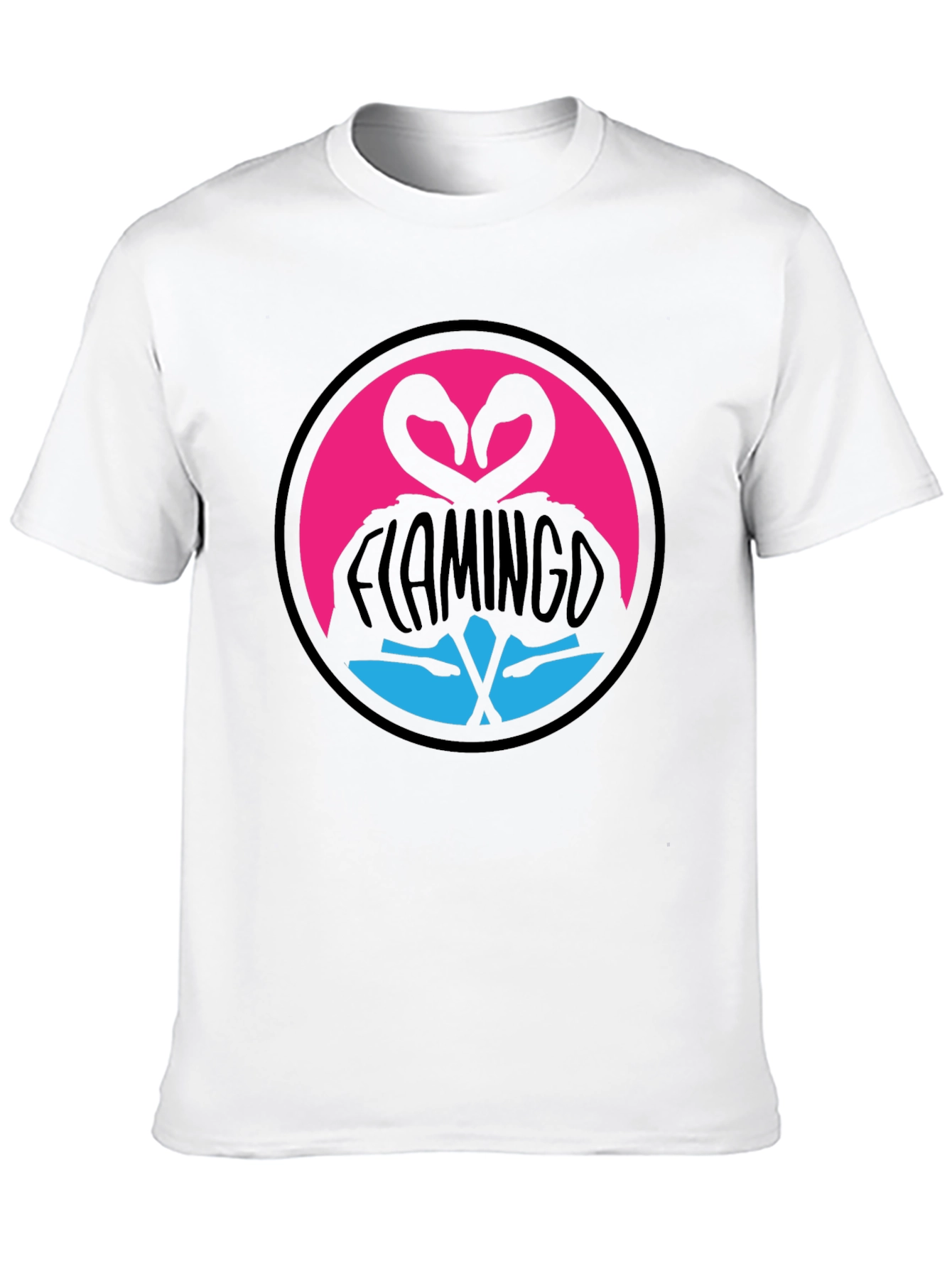 Flamingo Heart T-Shirt - Graphic Print Crew Neck Tee