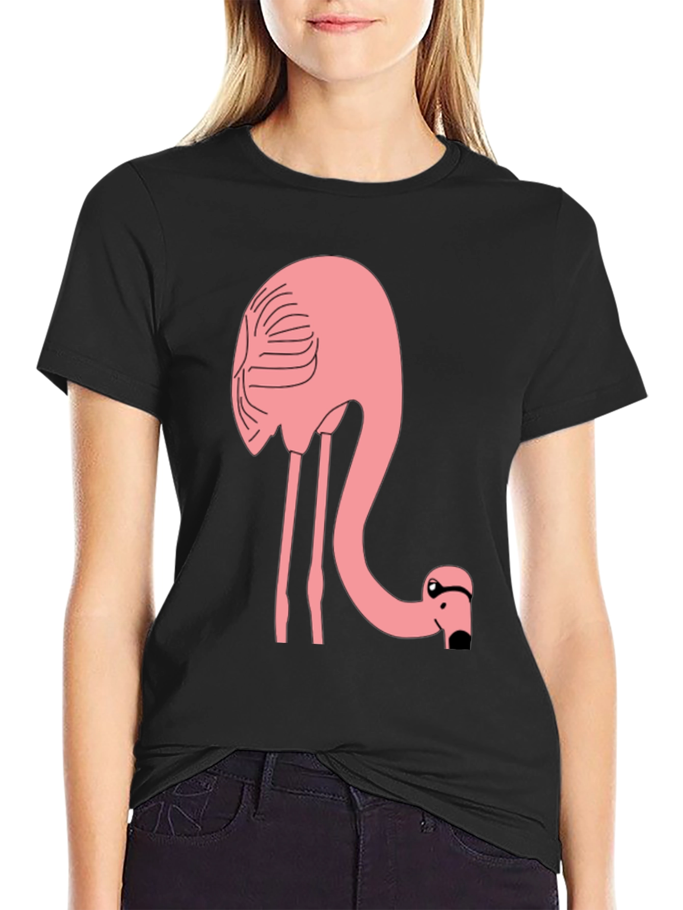 Flamingo T-Shirt - Black Cotton Tee