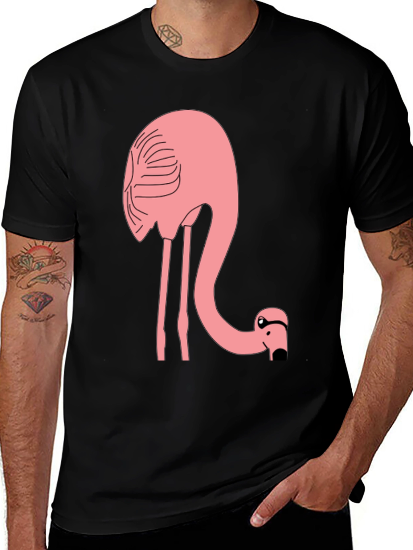 Flamingo T-Shirt - Black Cotton Tee