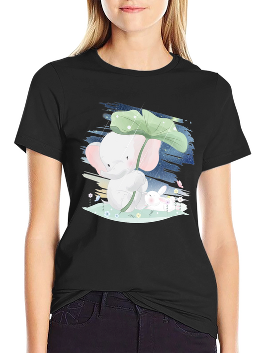 Cute Elephant & Bunny Graphic Tee