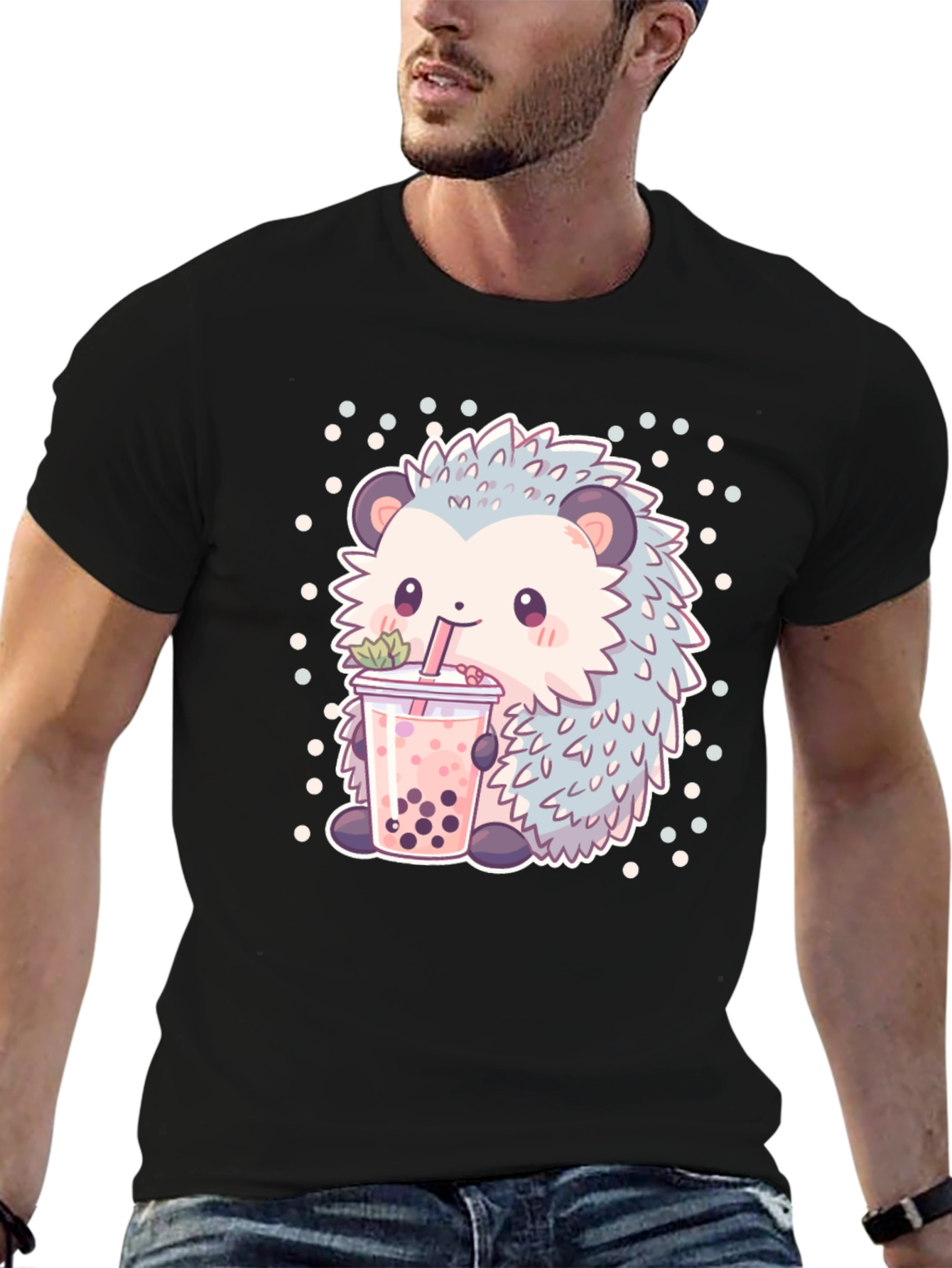 Cute Hedgehog Boba Tea T-Shirt