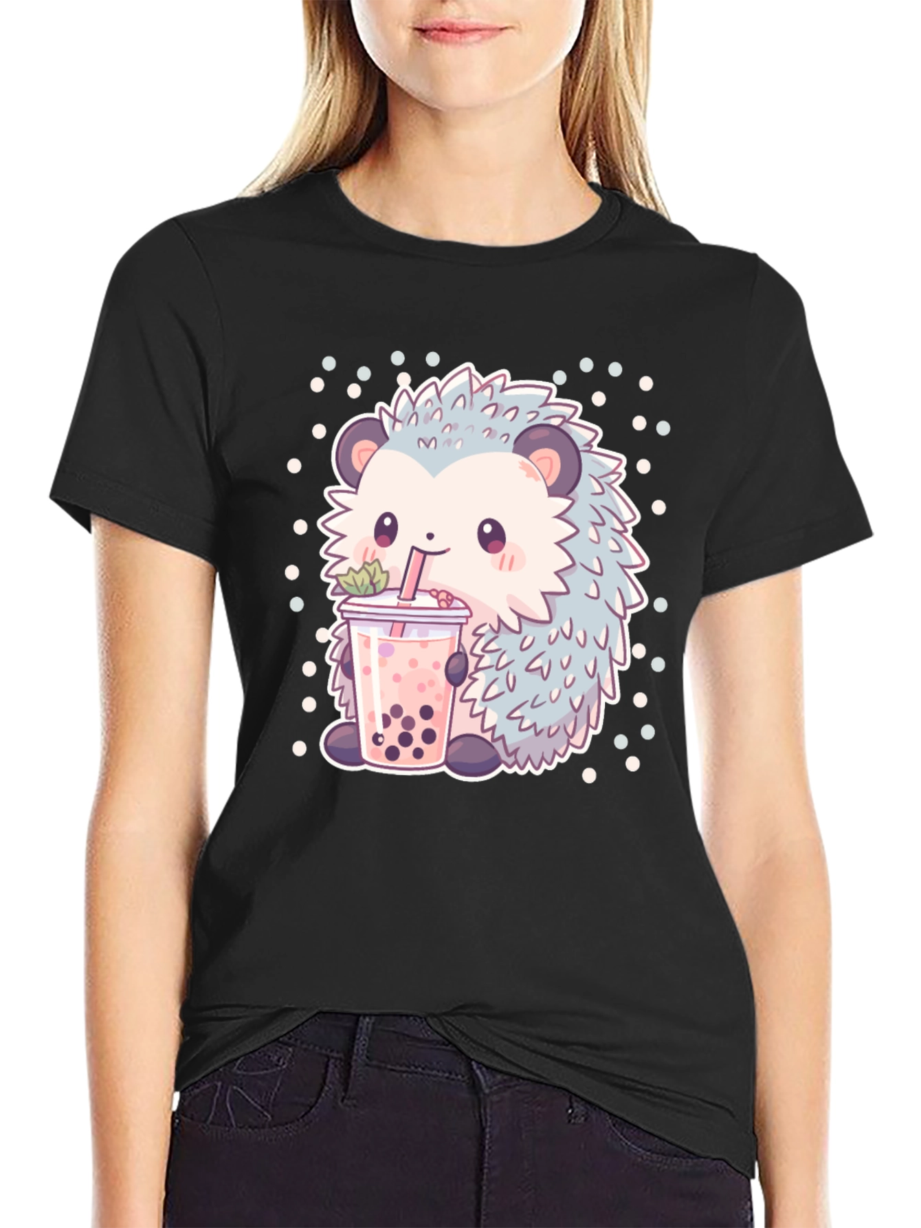 Cute Hedgehog Boba Tea T-Shirt