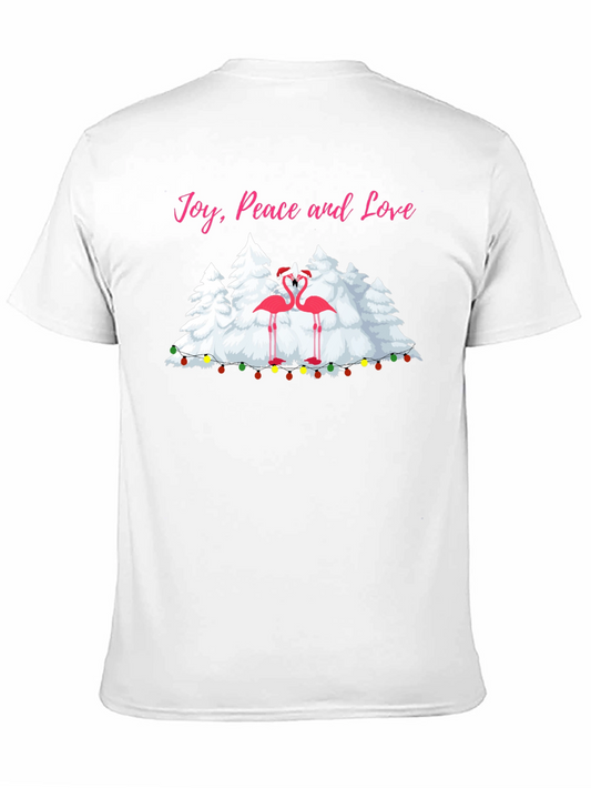 Joy Peace Love Flamingo Christmas T-Shirt