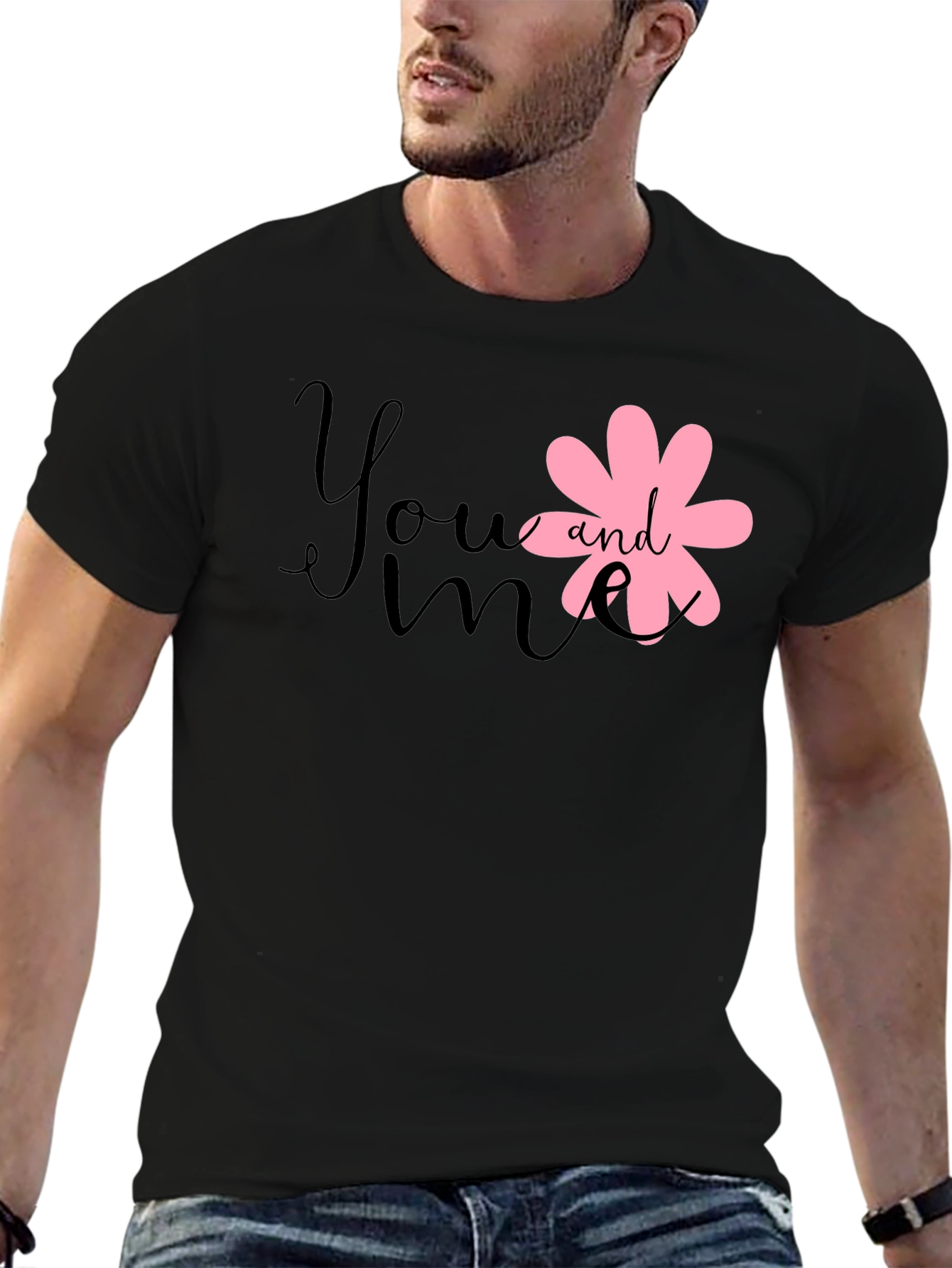 Cute You and Me Graphic Black Tee