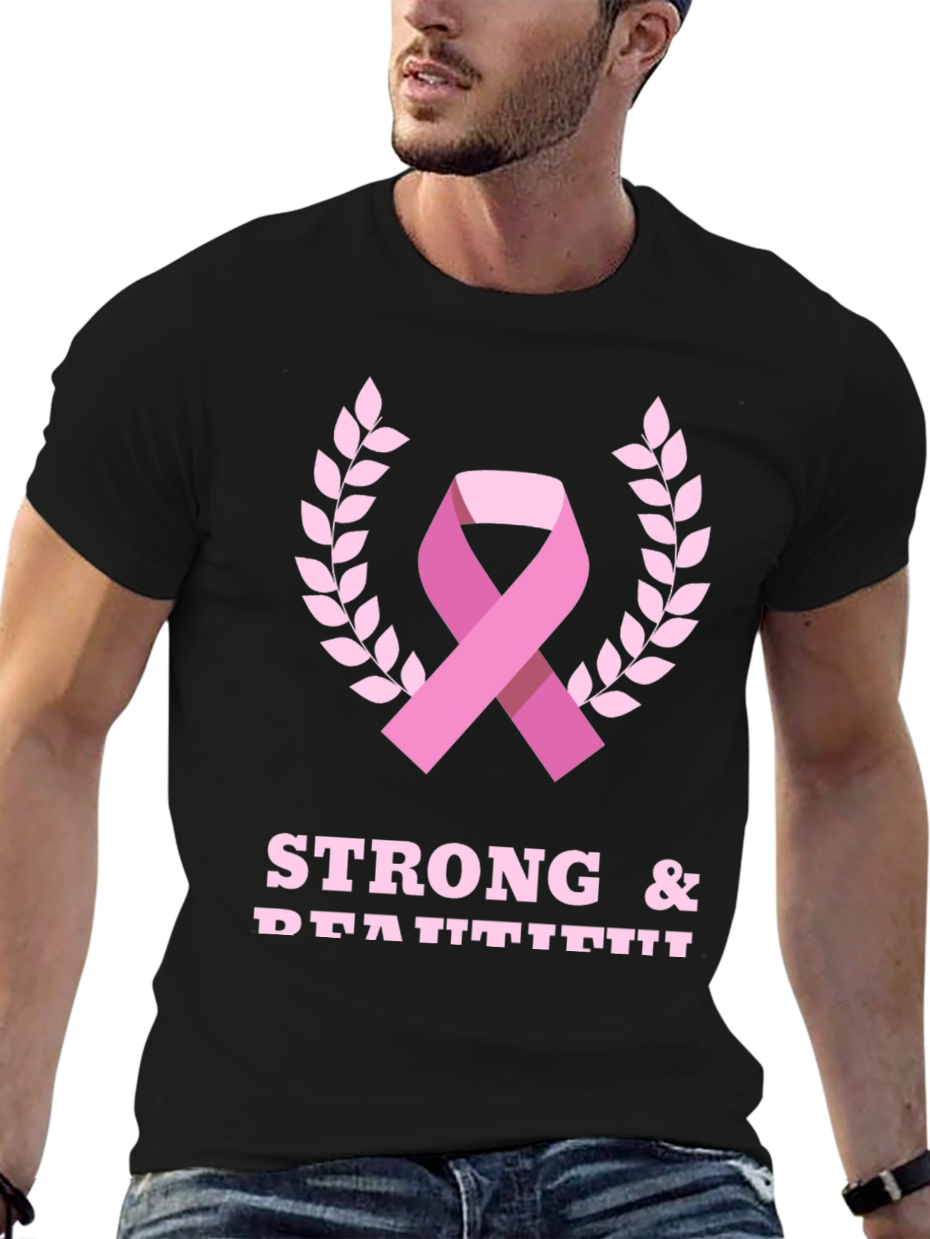Strong & Beautiful Breast Cancer Awareness Ribbon T-Shirt