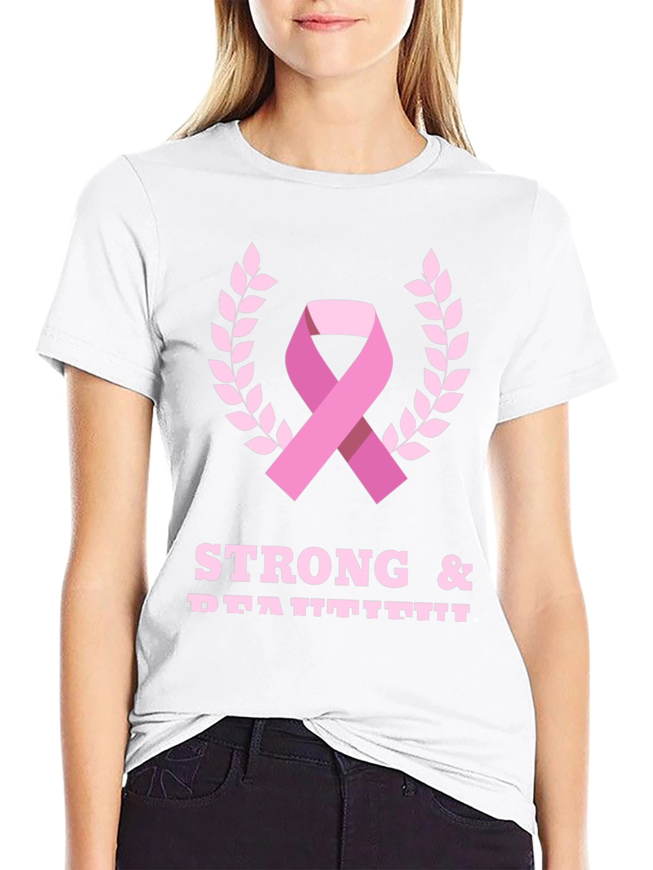 Strong & Beautiful Breast Cancer Awareness Ribbon T-Shirt