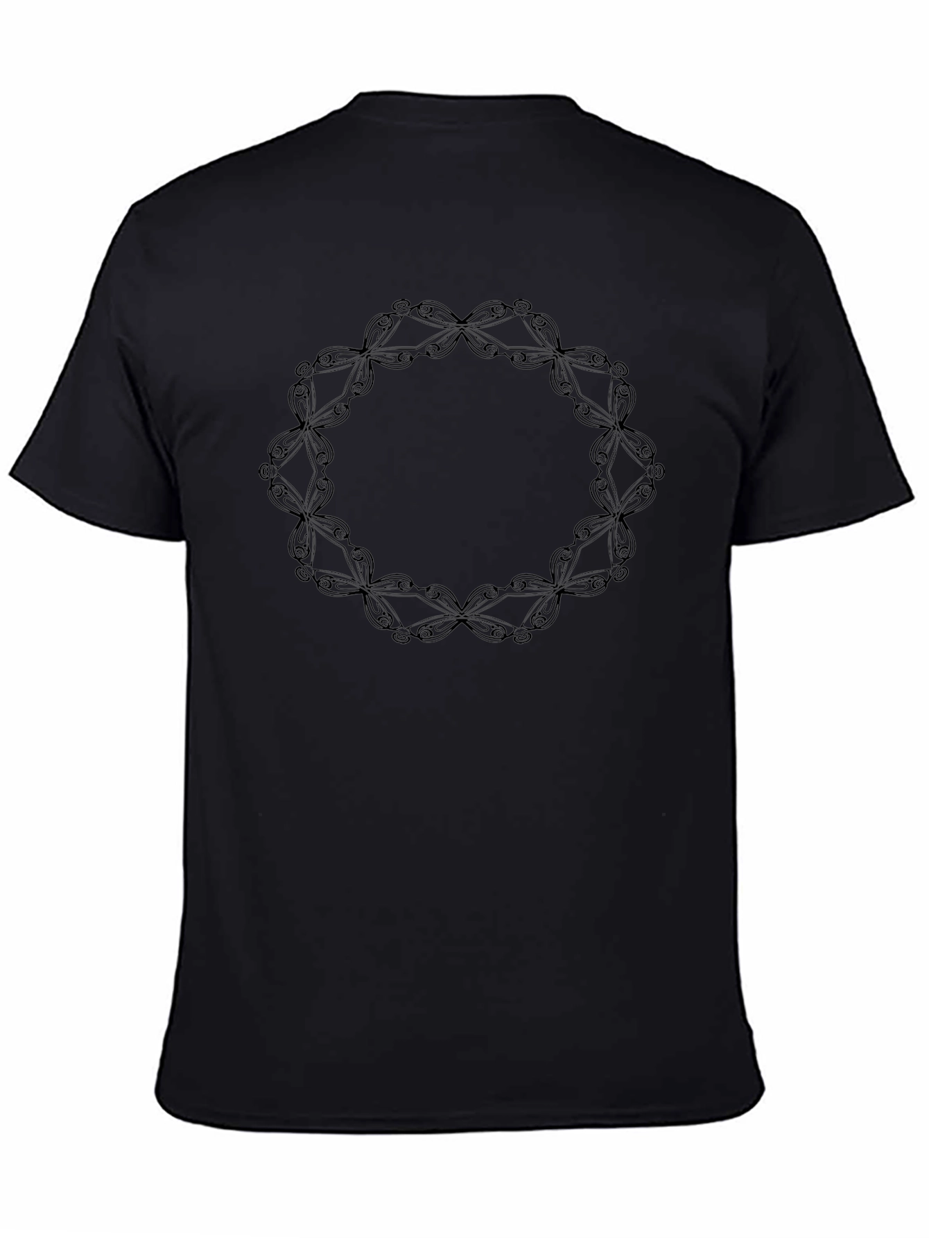 Mens Black T-Shirt with Circular Pattern