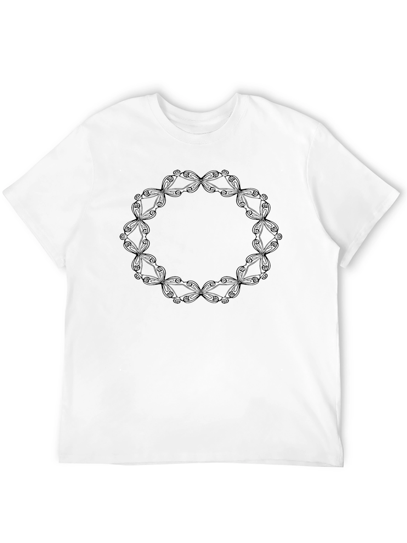 Mens Black T-Shirt with Circular Pattern