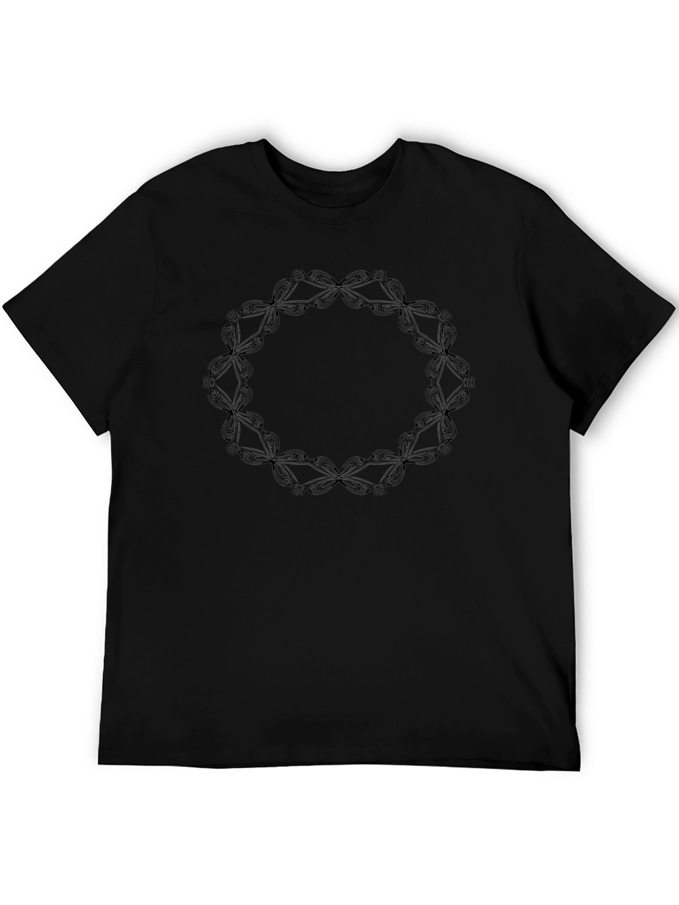 Mens Black T-Shirt with Circular Pattern