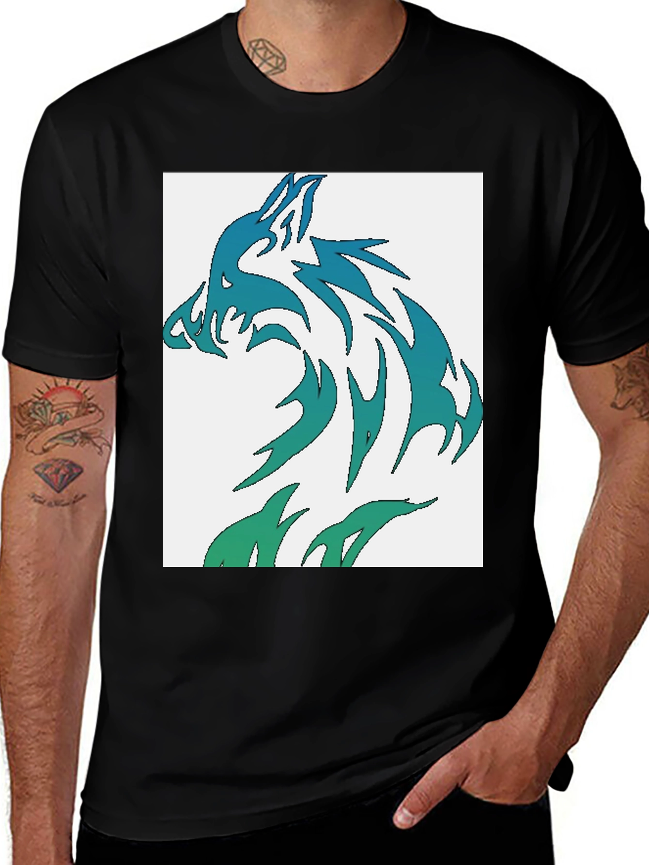 Wolf Graphic Tee - Cool Tribal Design