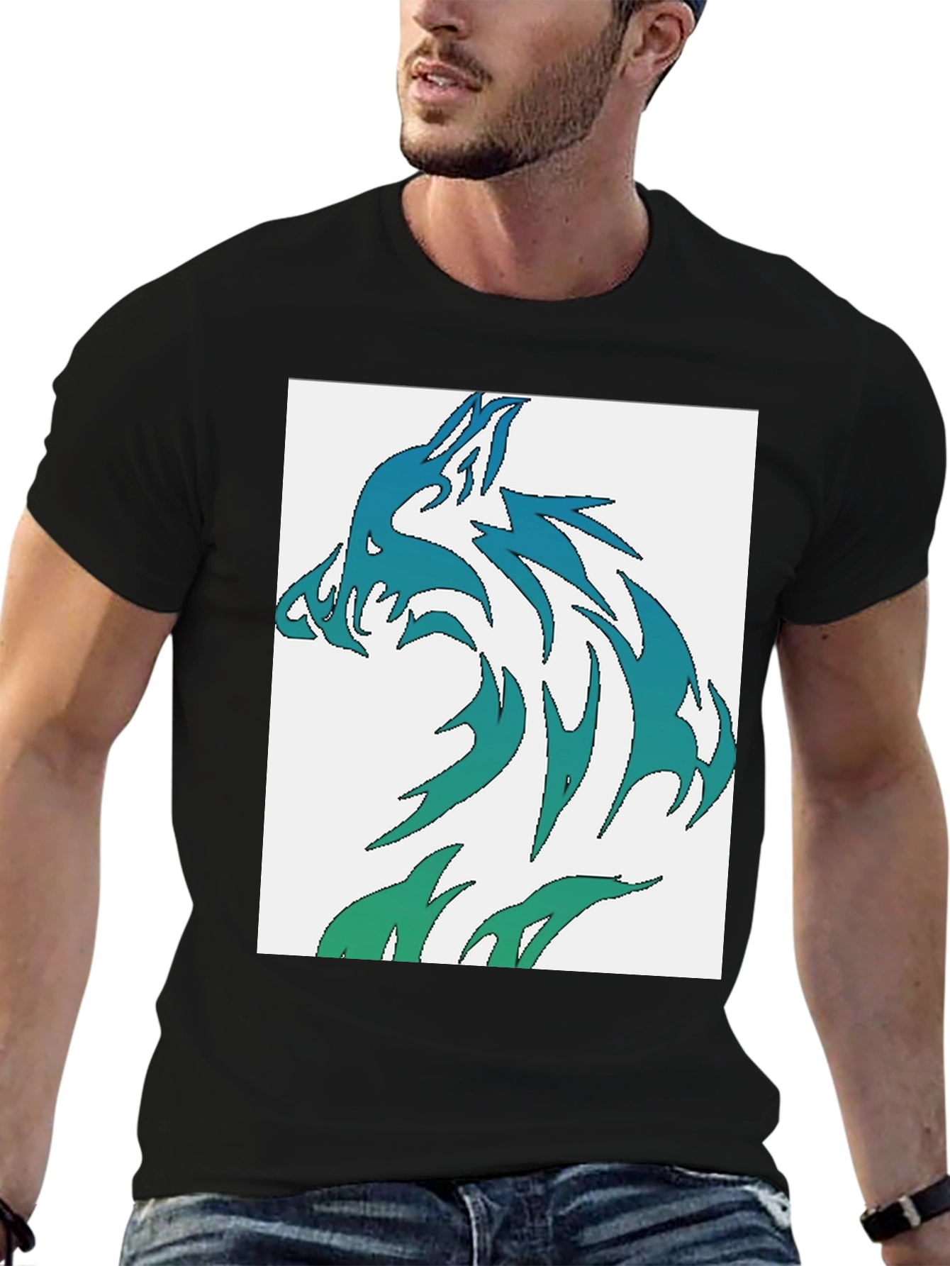 Wolf Graphic Tee - Cool Tribal Design