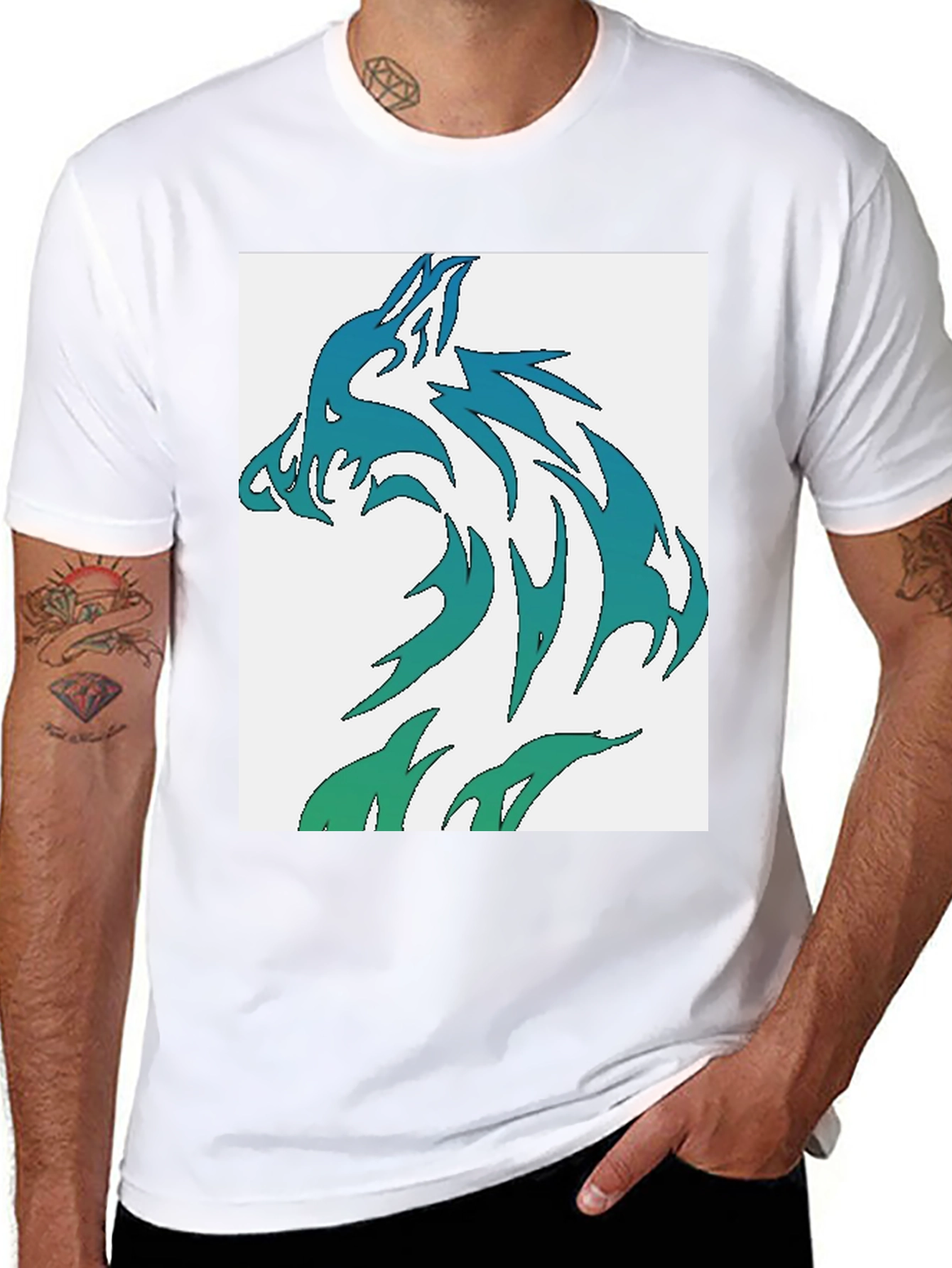 Wolf Graphic Tee - Cool Tribal Design