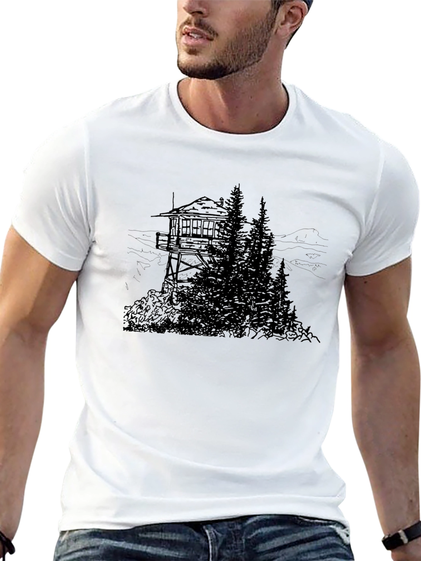 Mountain Lookout Tower Graphic T-Shirt