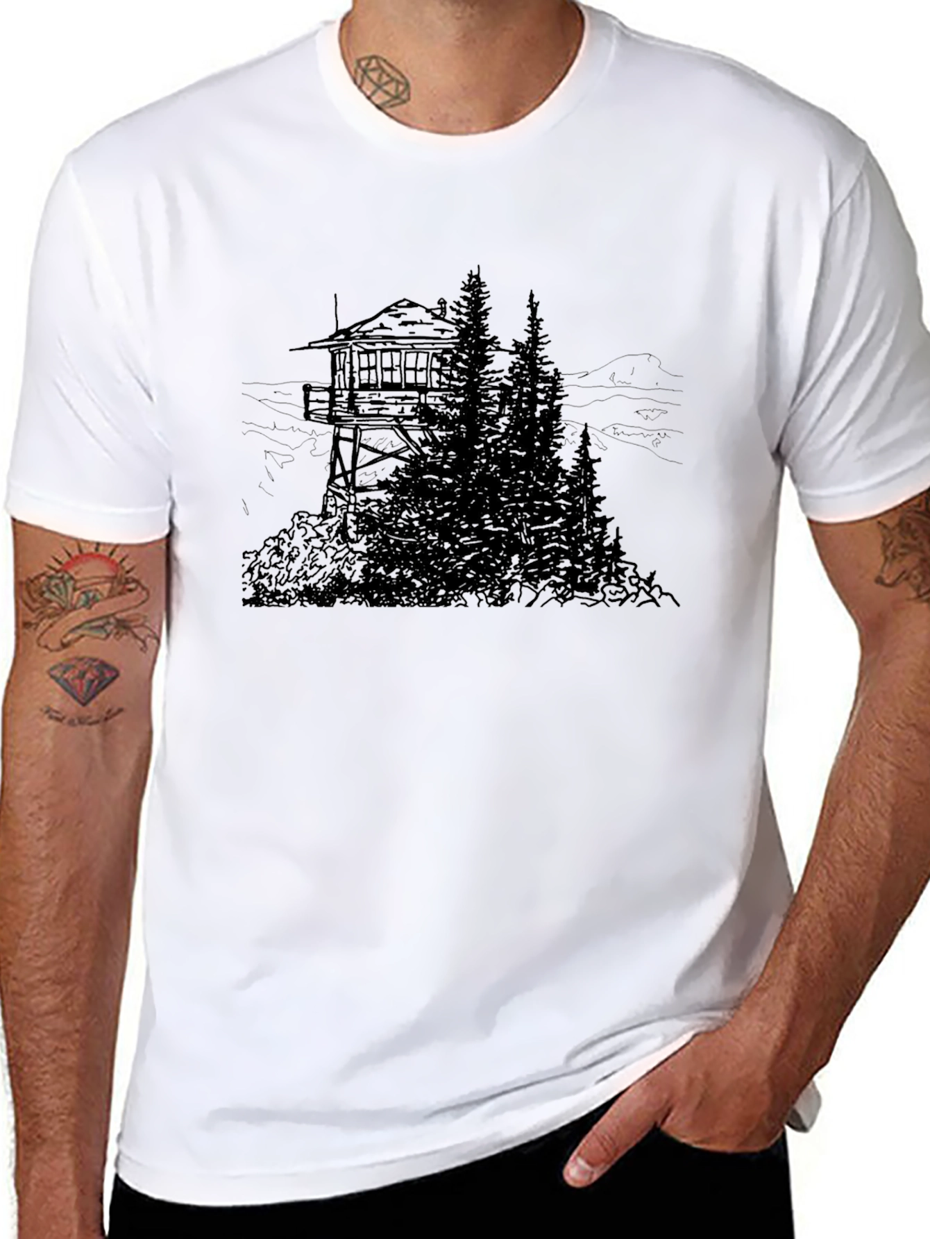 Mountain Lookout Tower Graphic T-Shirt