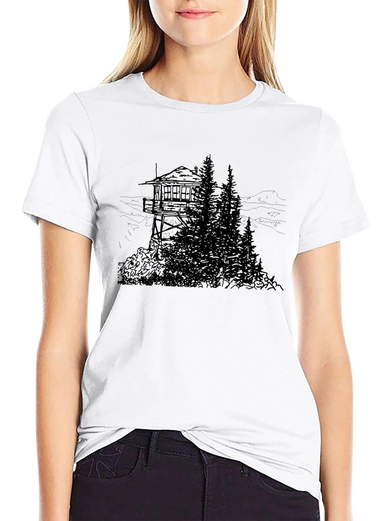 Mountain Lookout Tower Graphic T-Shirt