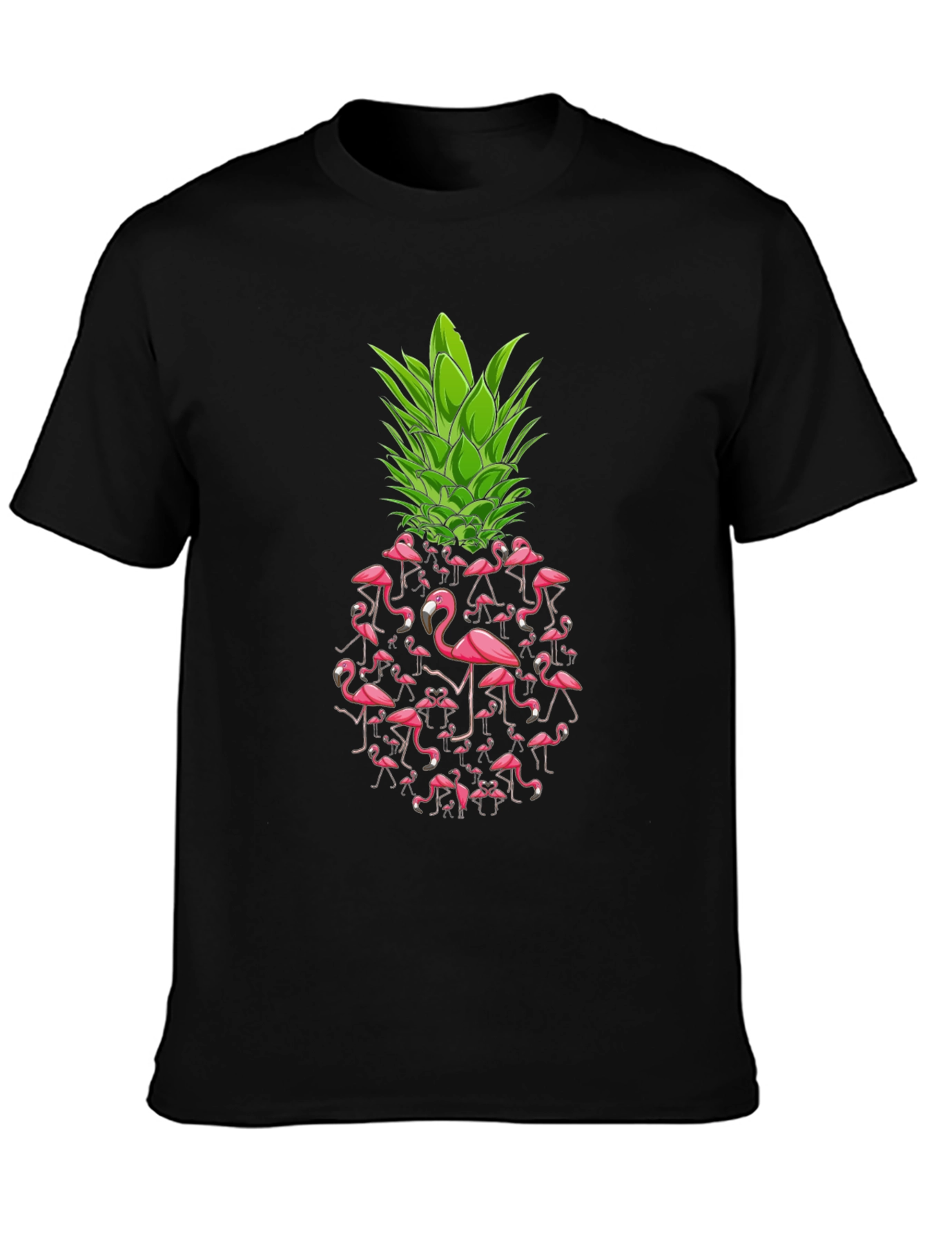 Flamingo Pineapple Graphic Tee - Black