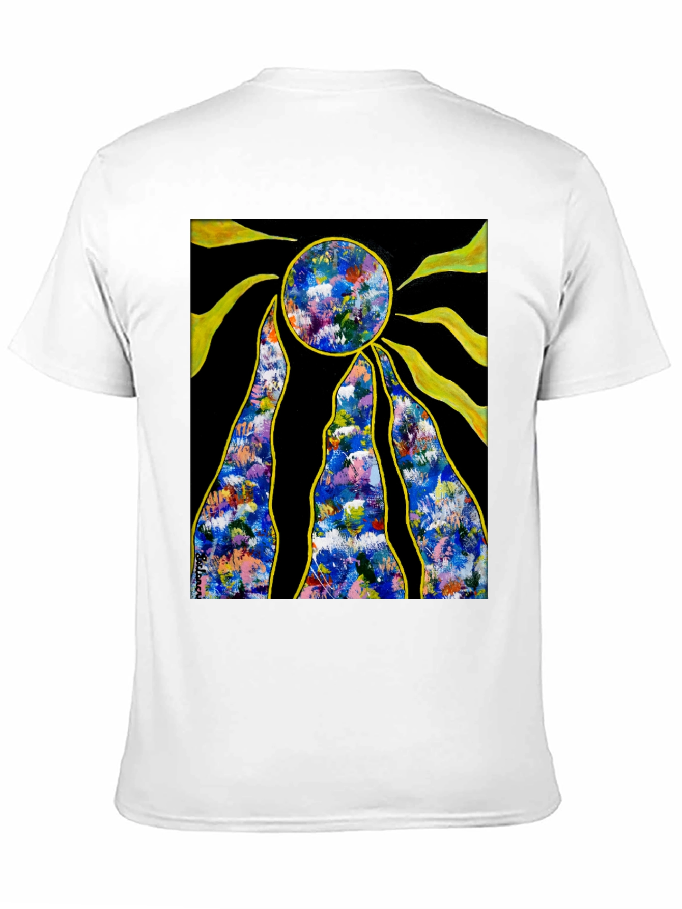 Abstract Sun Graphic Black T-Shirt