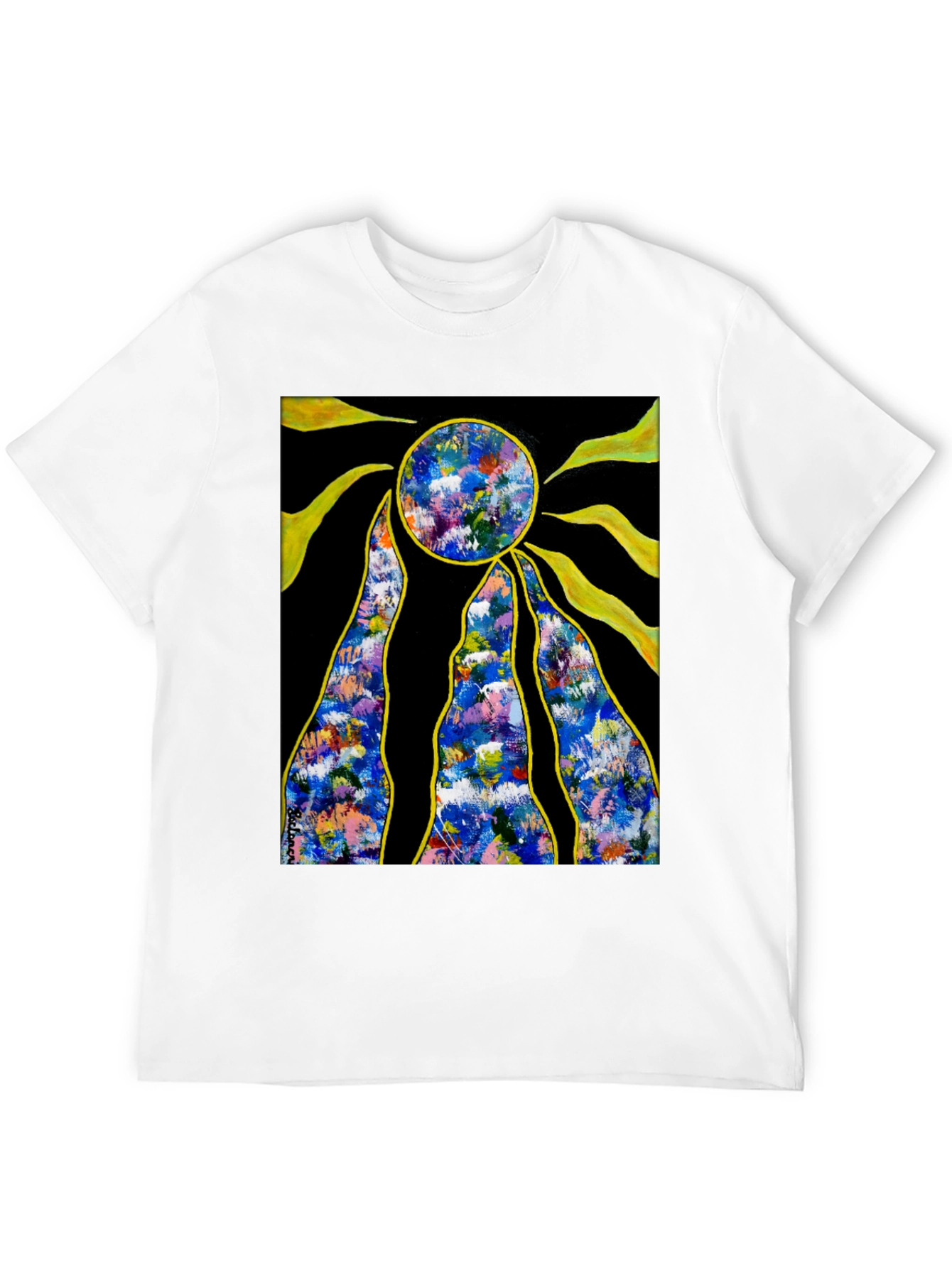 Abstract Sun Graphic Black T-Shirt