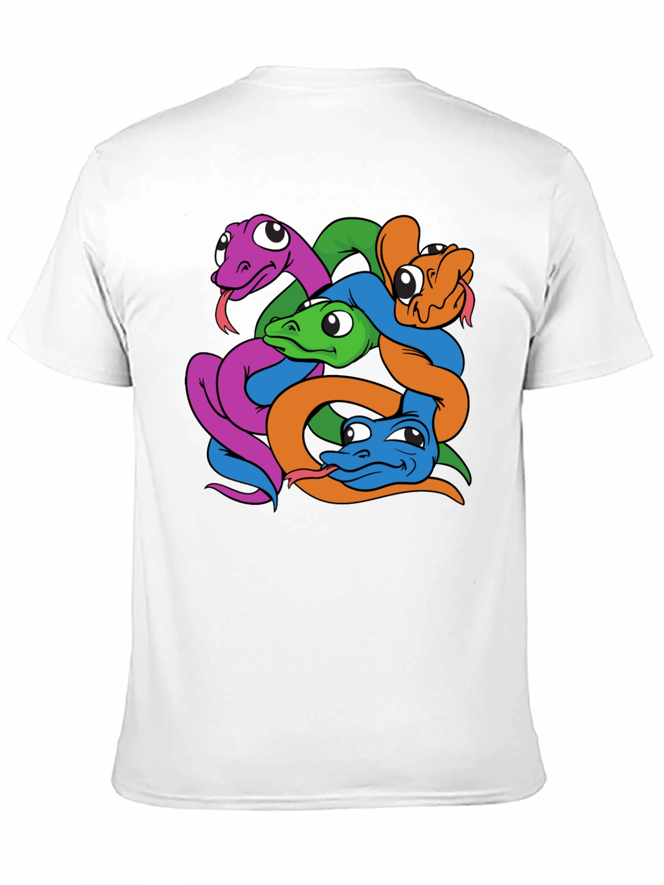 Snakes Cartoon Graphic Print Mens Black T-Shirt