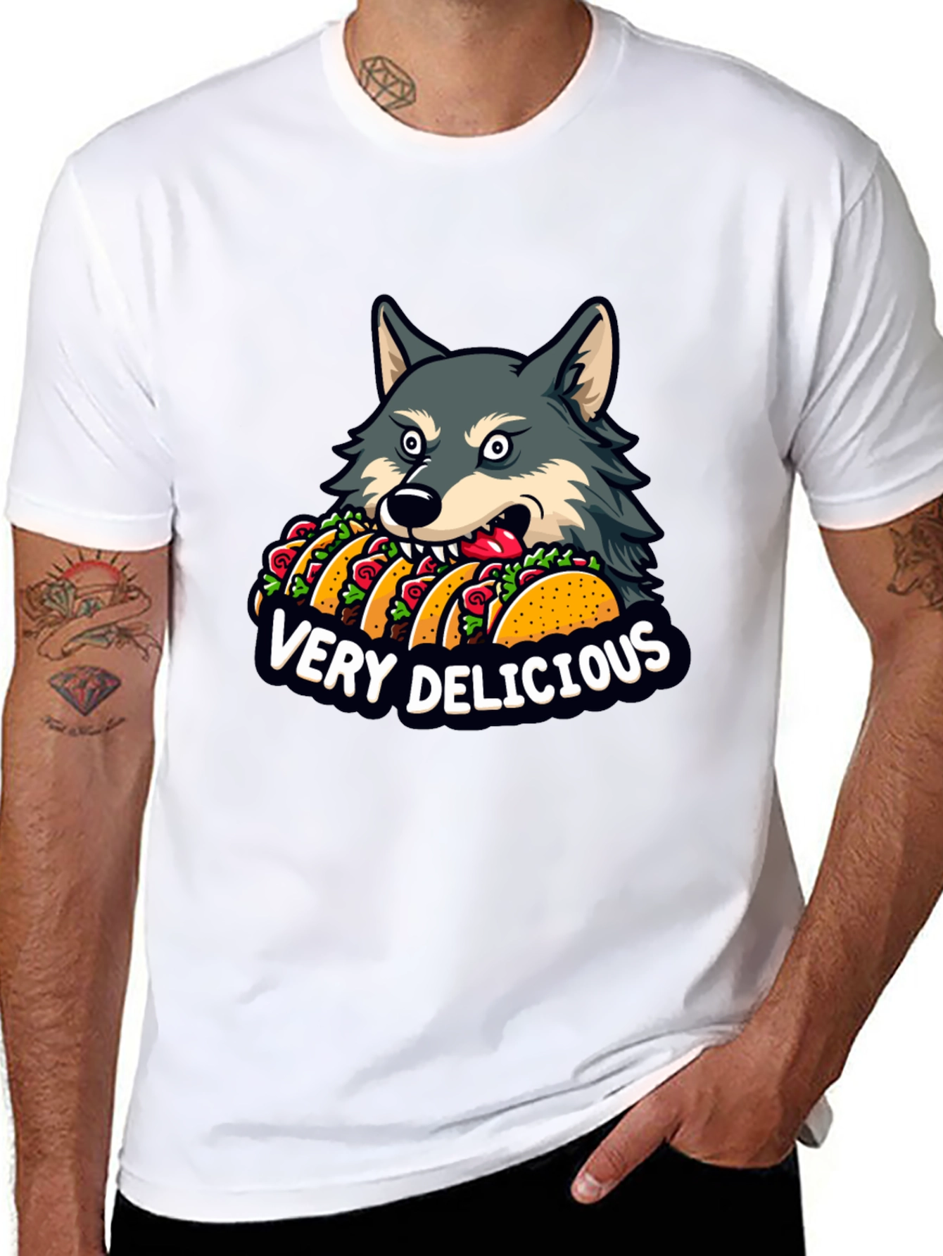 Wolf Eating Tacos Graphic Tee - Very Delicious!