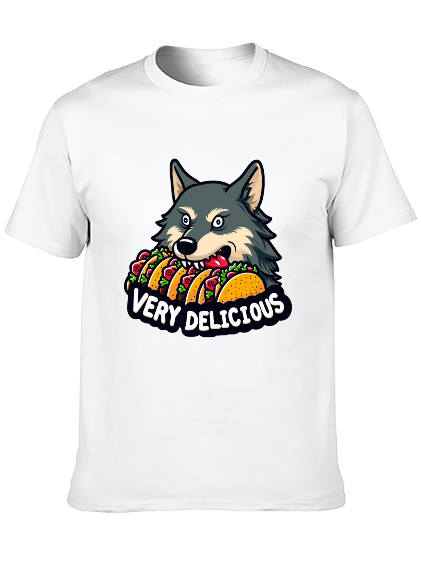Wolf Eating Tacos Graphic Tee - Very Delicious!