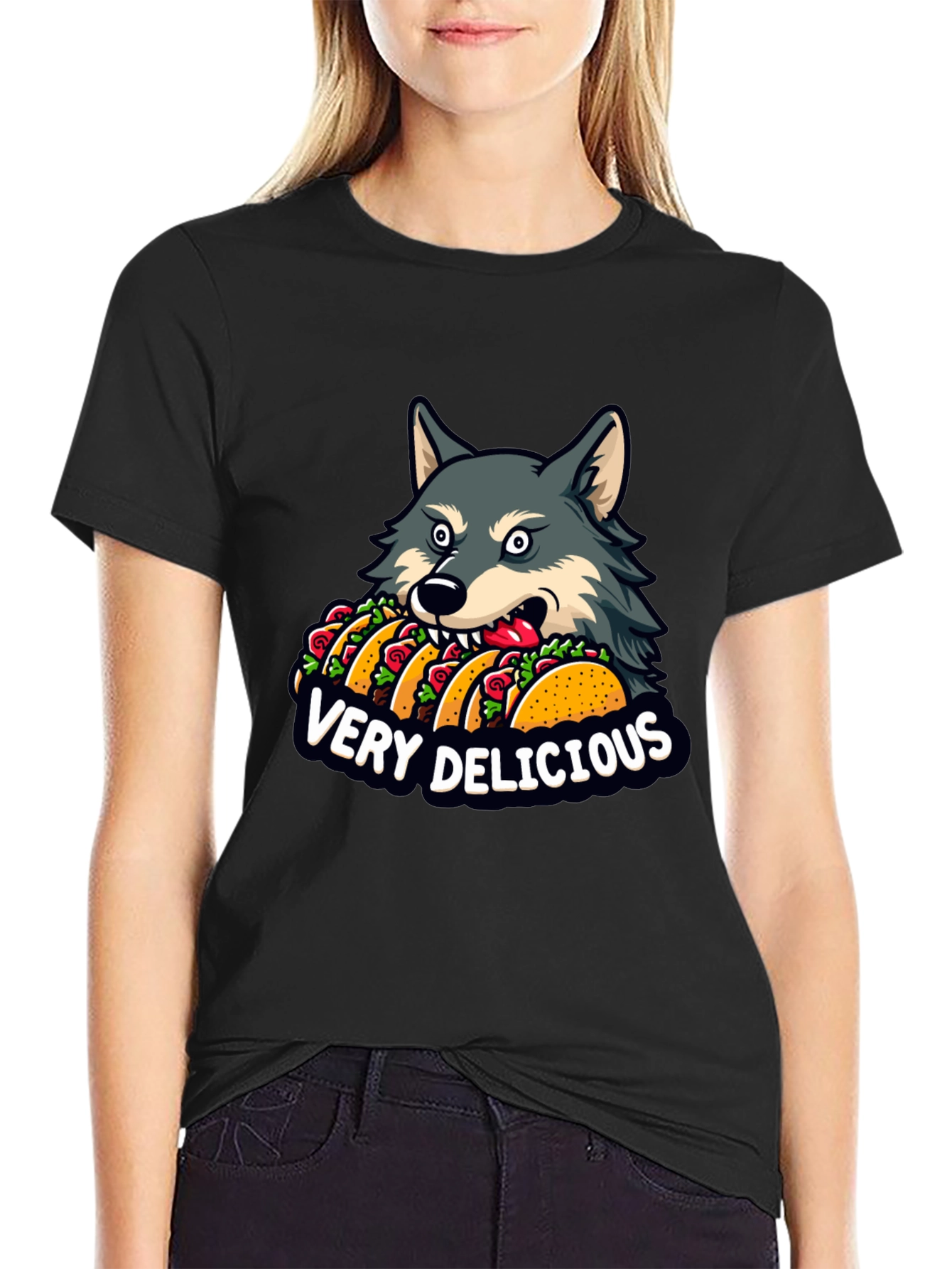 Wolf Eating Tacos Graphic Tee - Very Delicious!