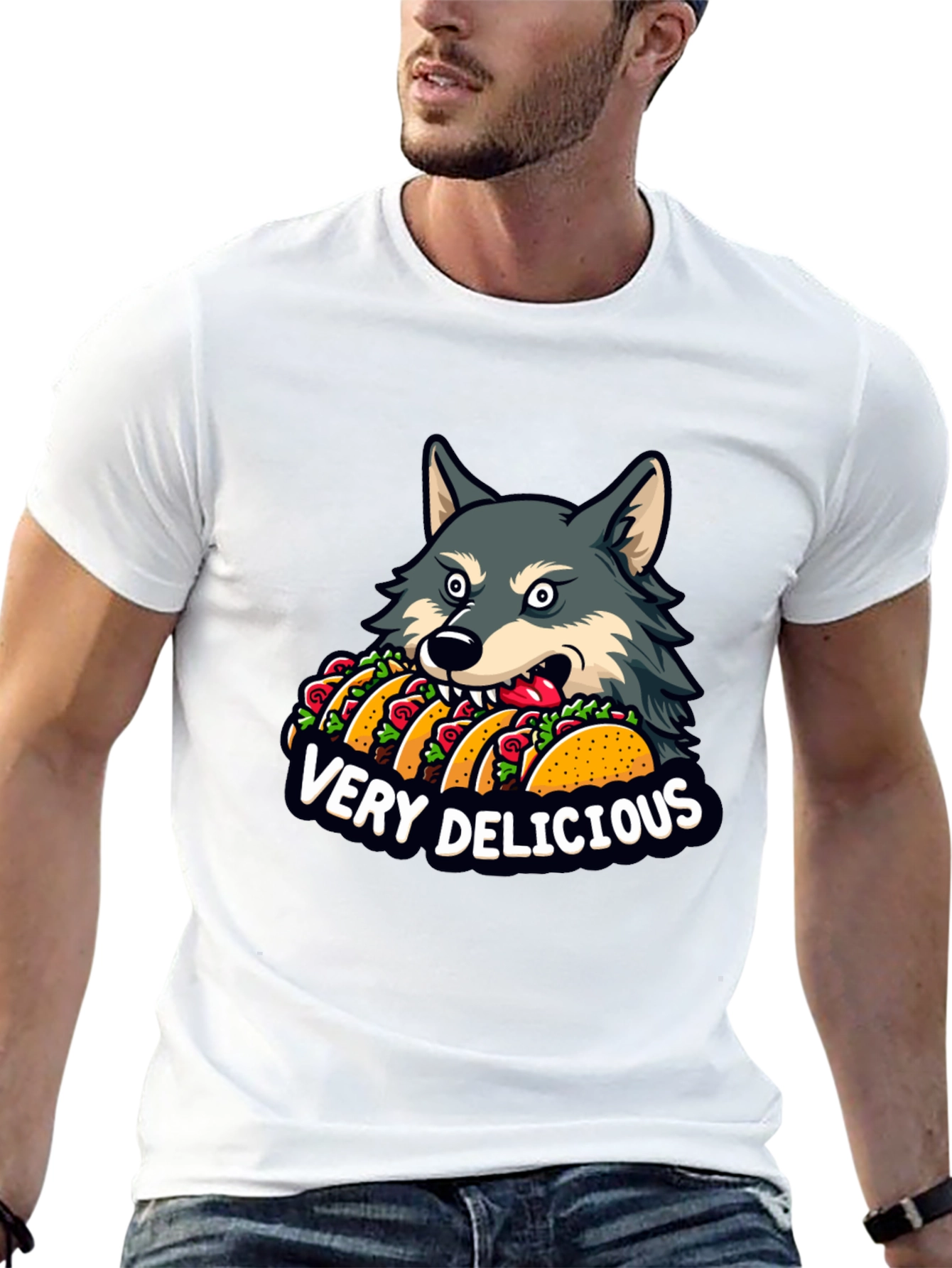 Wolf Eating Tacos Graphic Tee - Very Delicious!