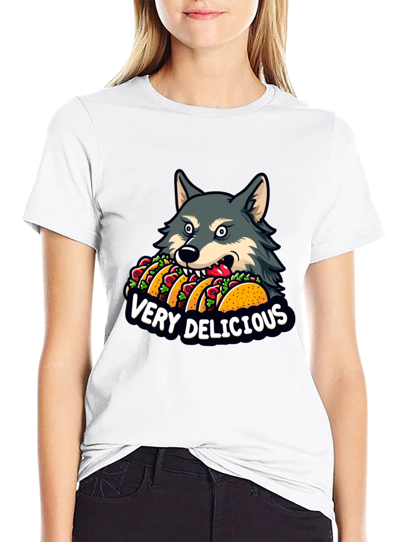 Wolf Eating Tacos Graphic Tee - Very Delicious!
