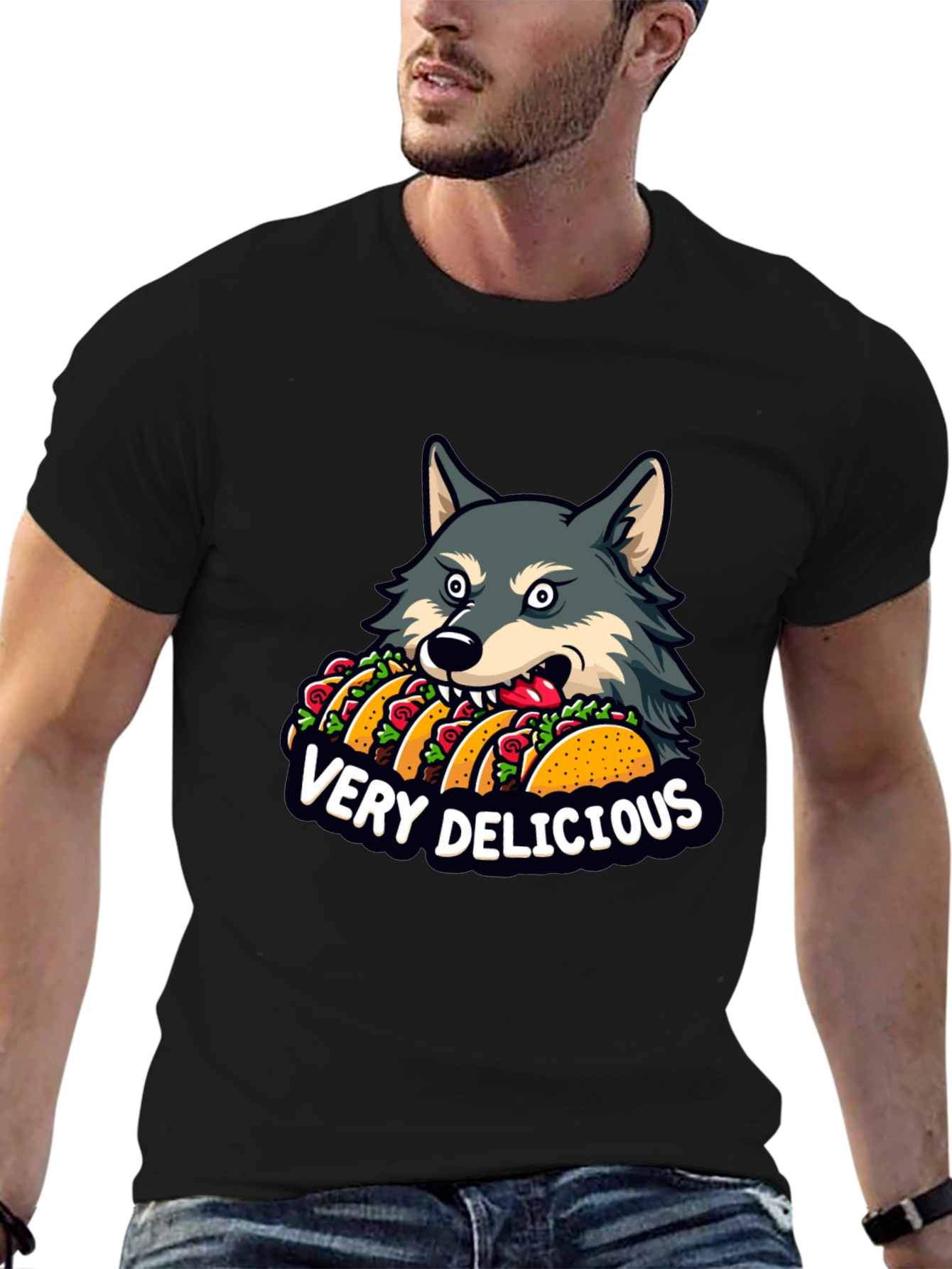 Wolf Eating Tacos Graphic Tee - Very Delicious!