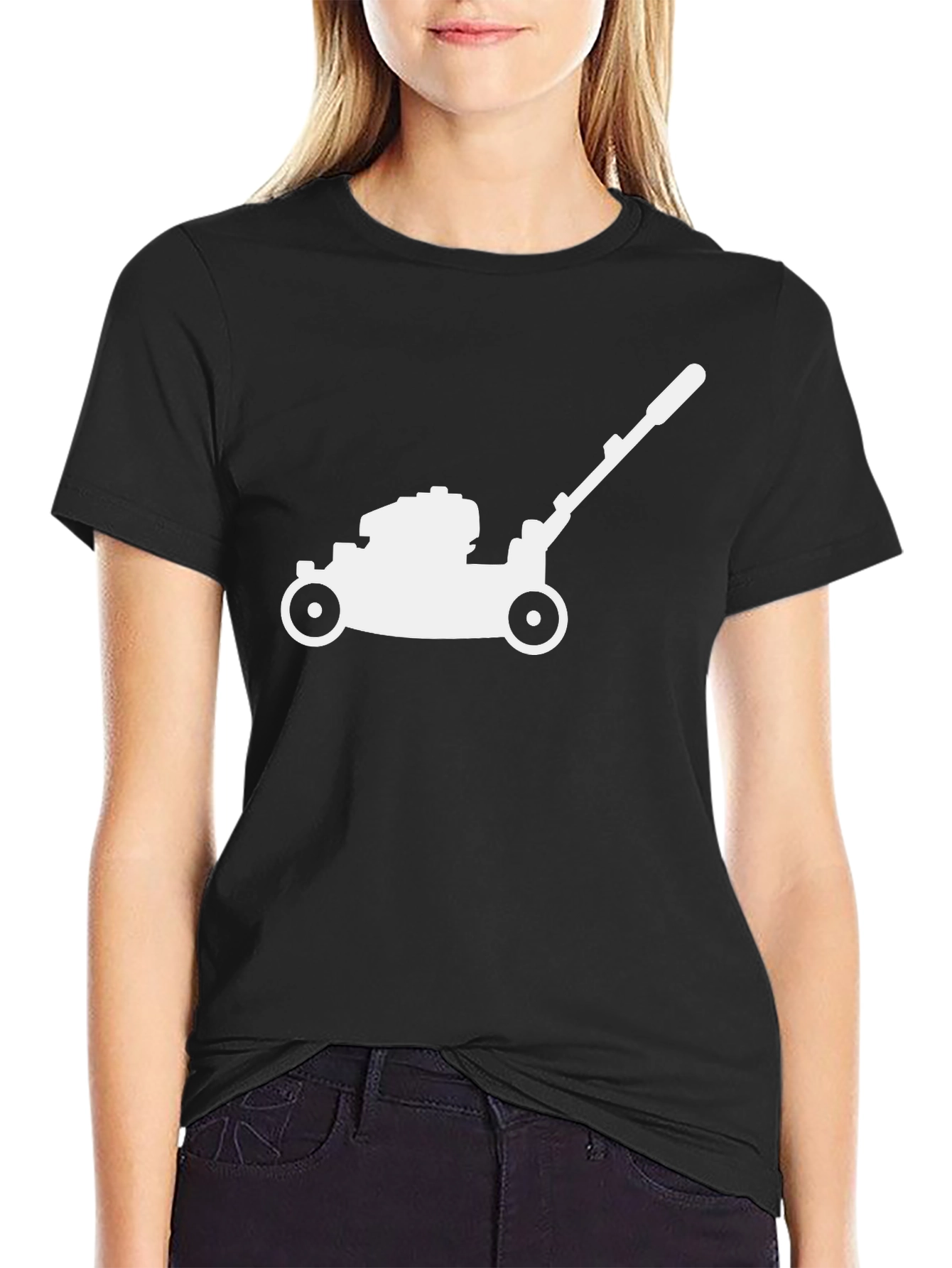 Lawn Mower Graphic Tee - Black Cotton T-Shirt