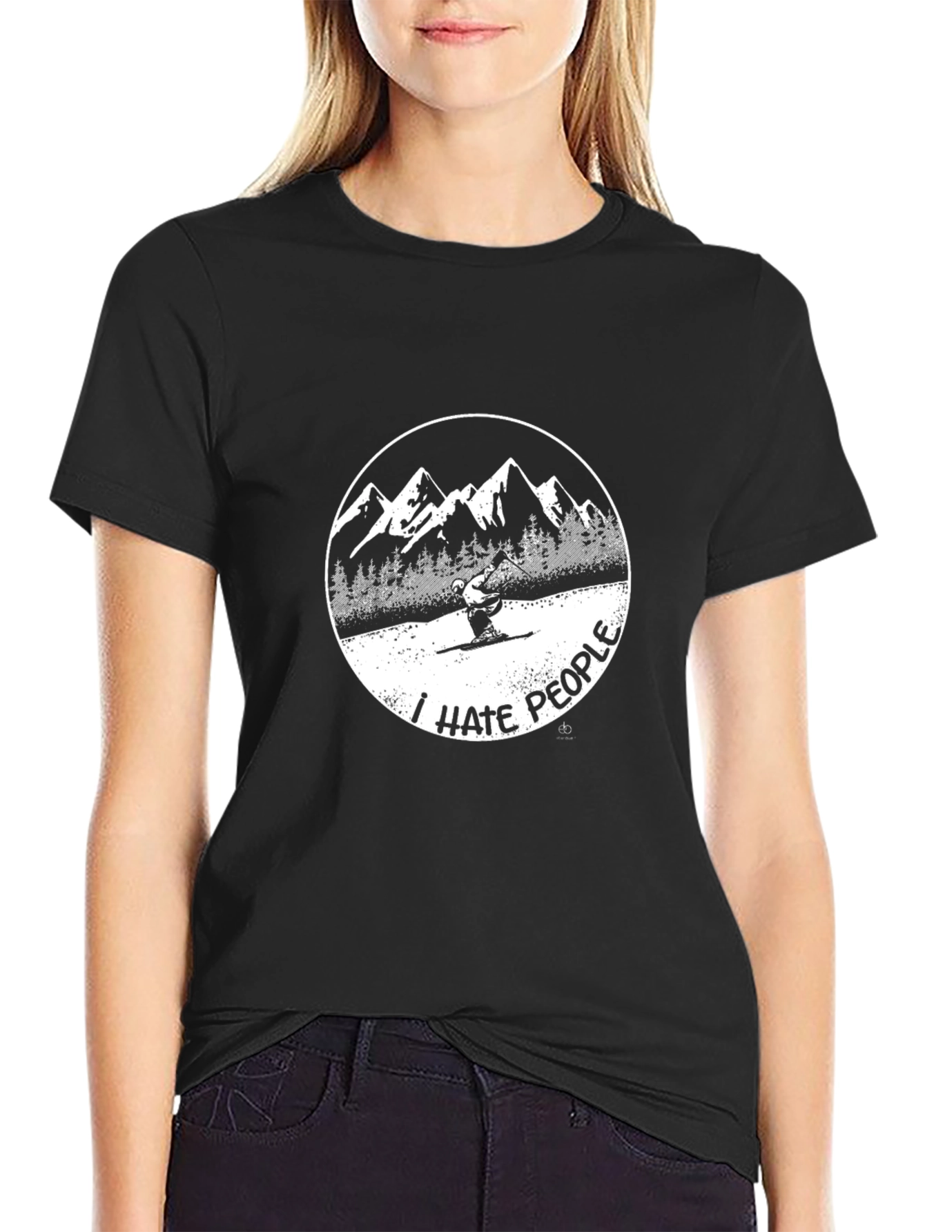 I Hate People Skiing Graphic Tee - Black
