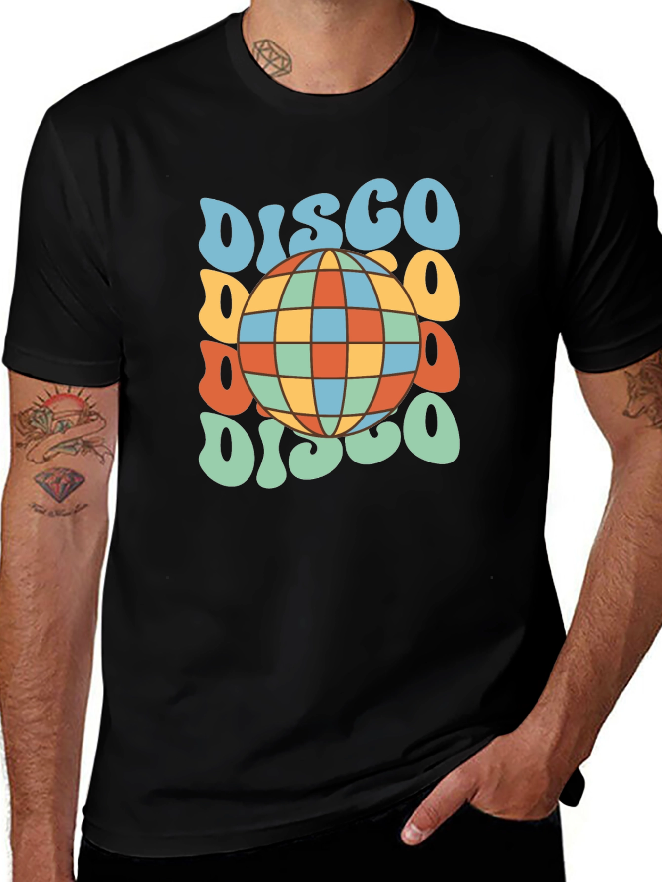 Retro Disco Ball T-Shirt - Black Tee