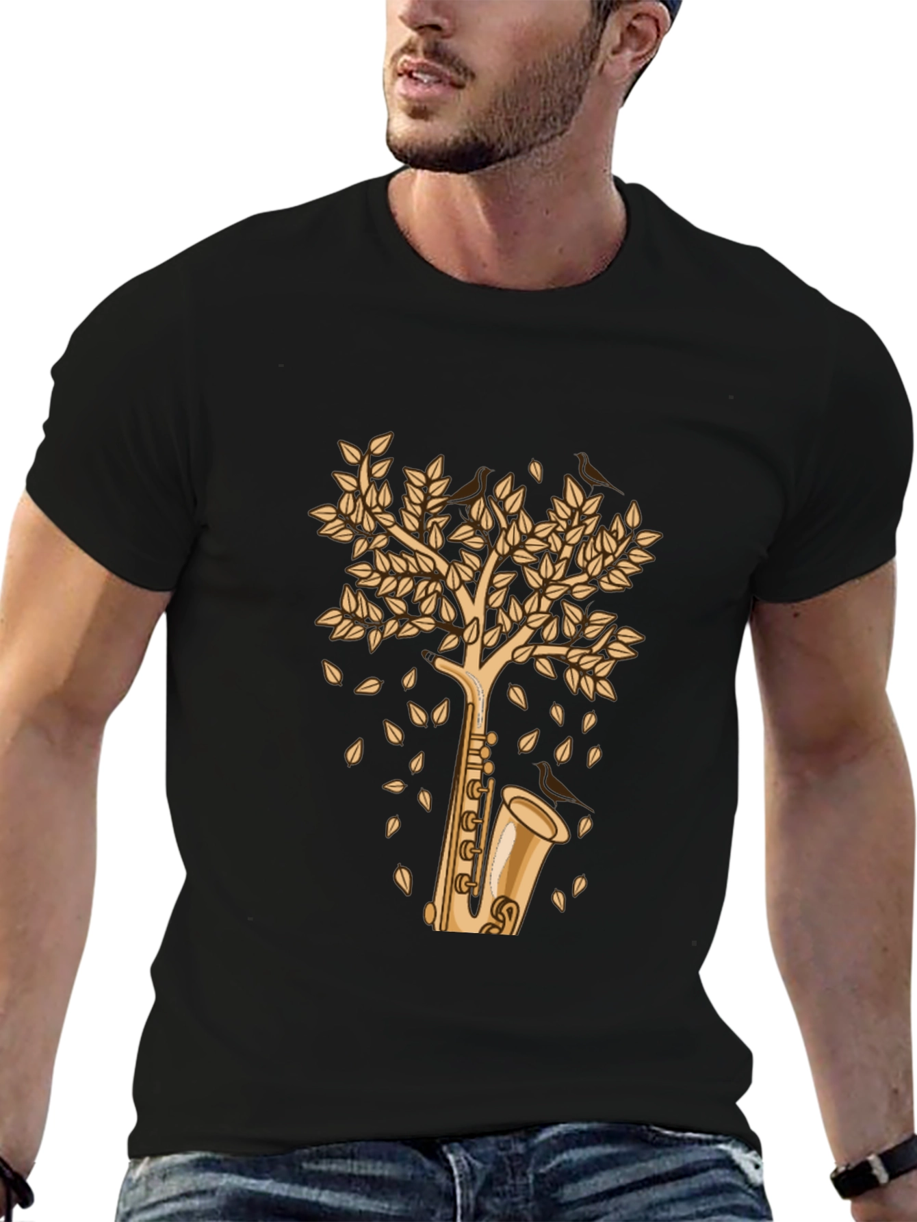 Saxophone Tree Graphic Tee - Musical Style