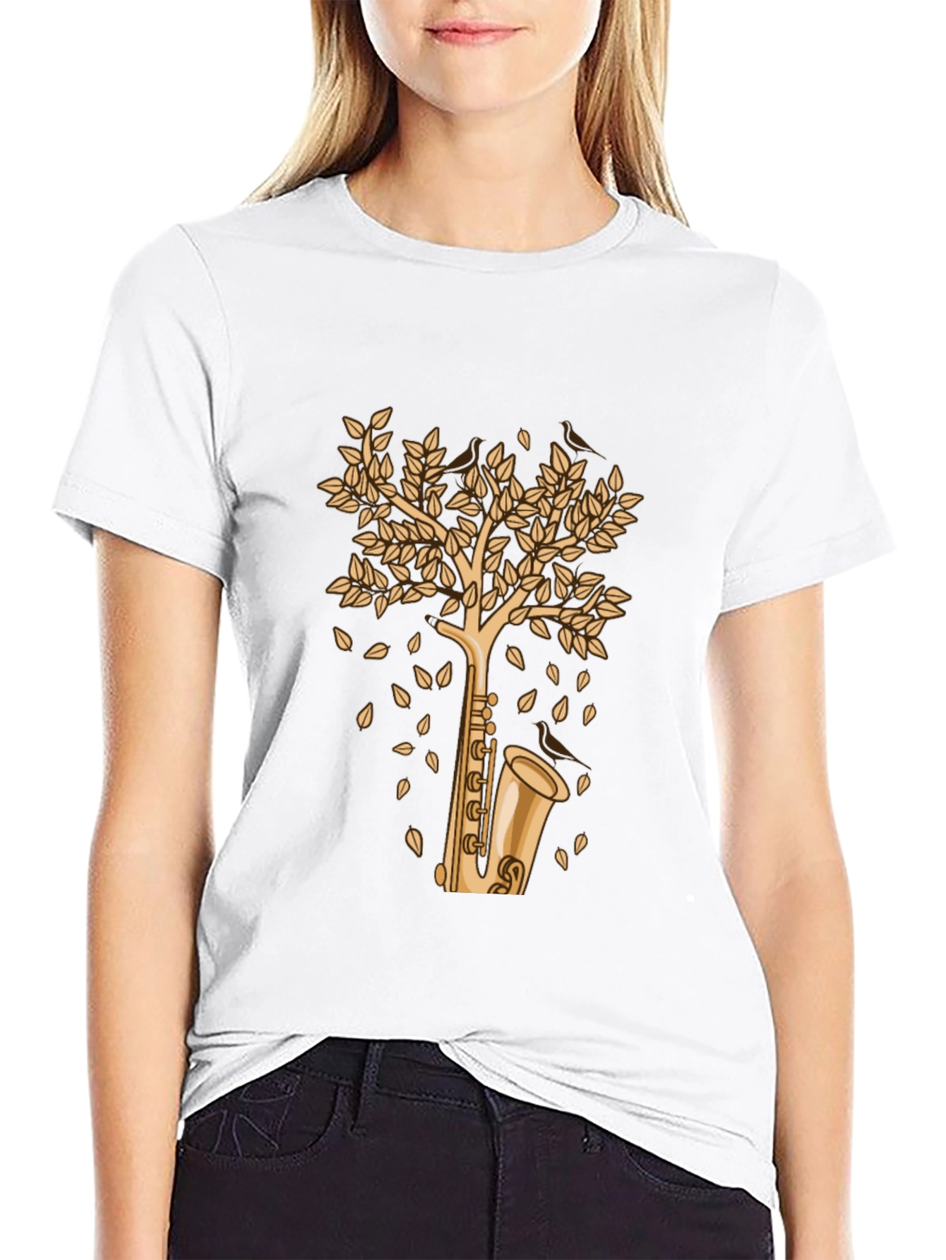 Saxophone Tree Graphic Tee - Musical Style