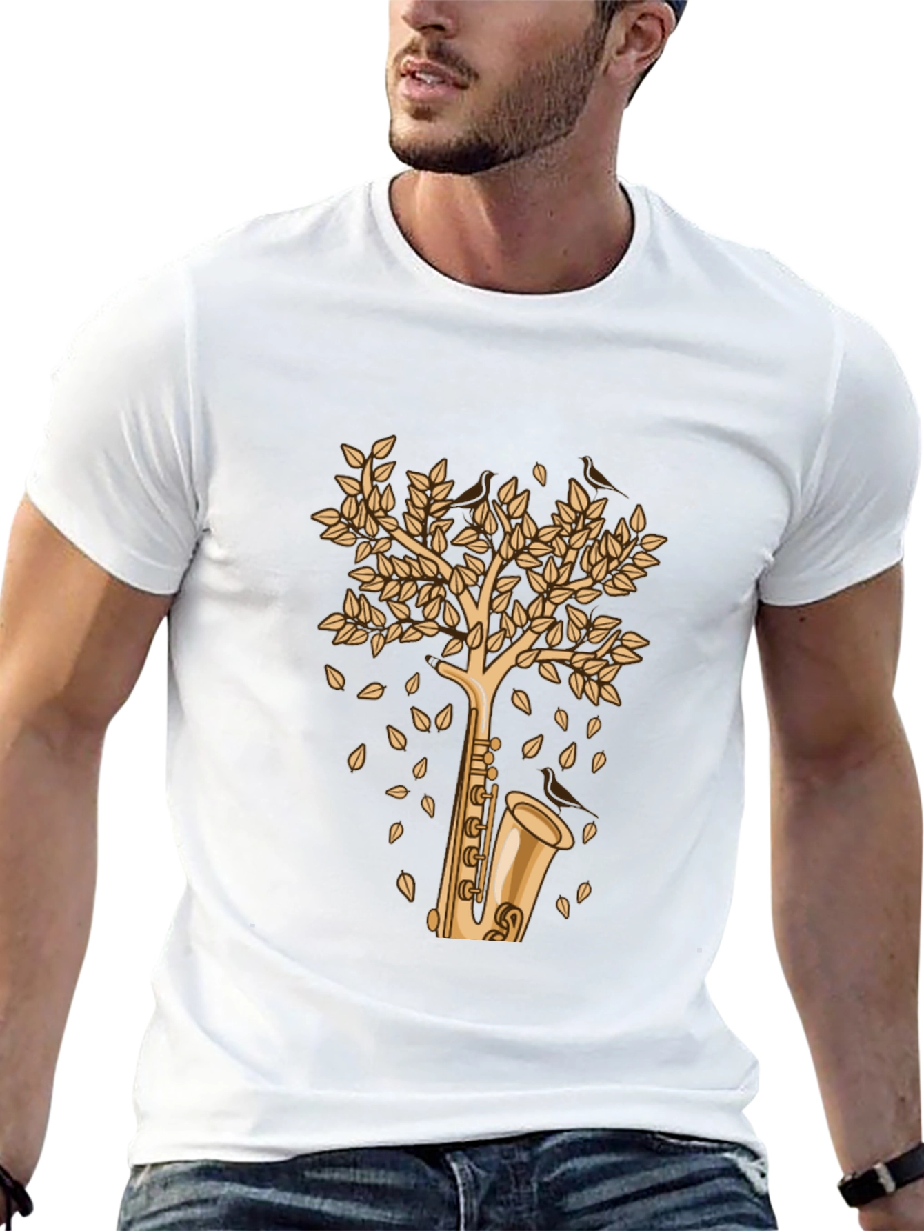 Saxophone Tree Graphic Tee - Musical Style