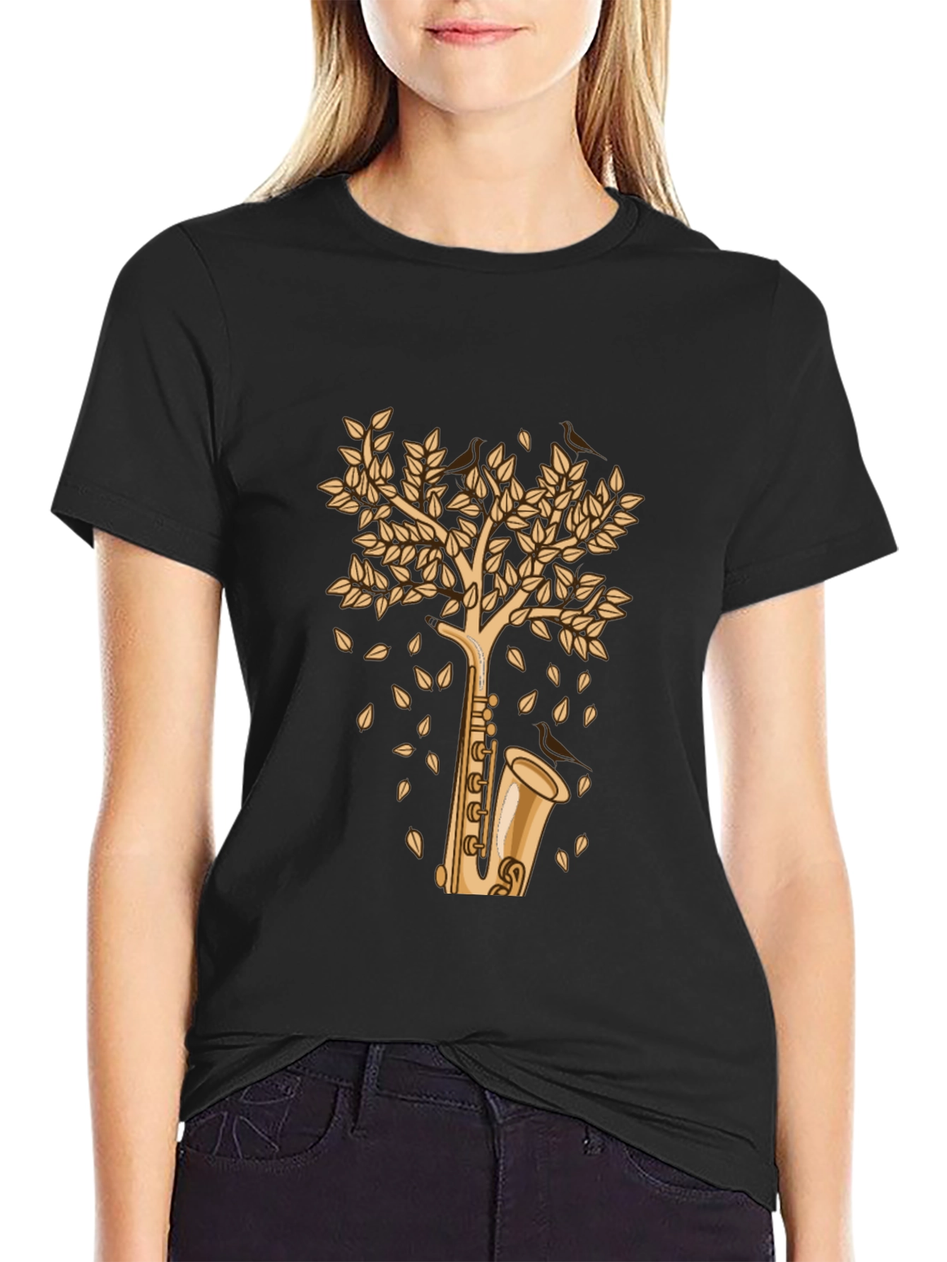 Saxophone Tree Graphic Tee - Musical Style