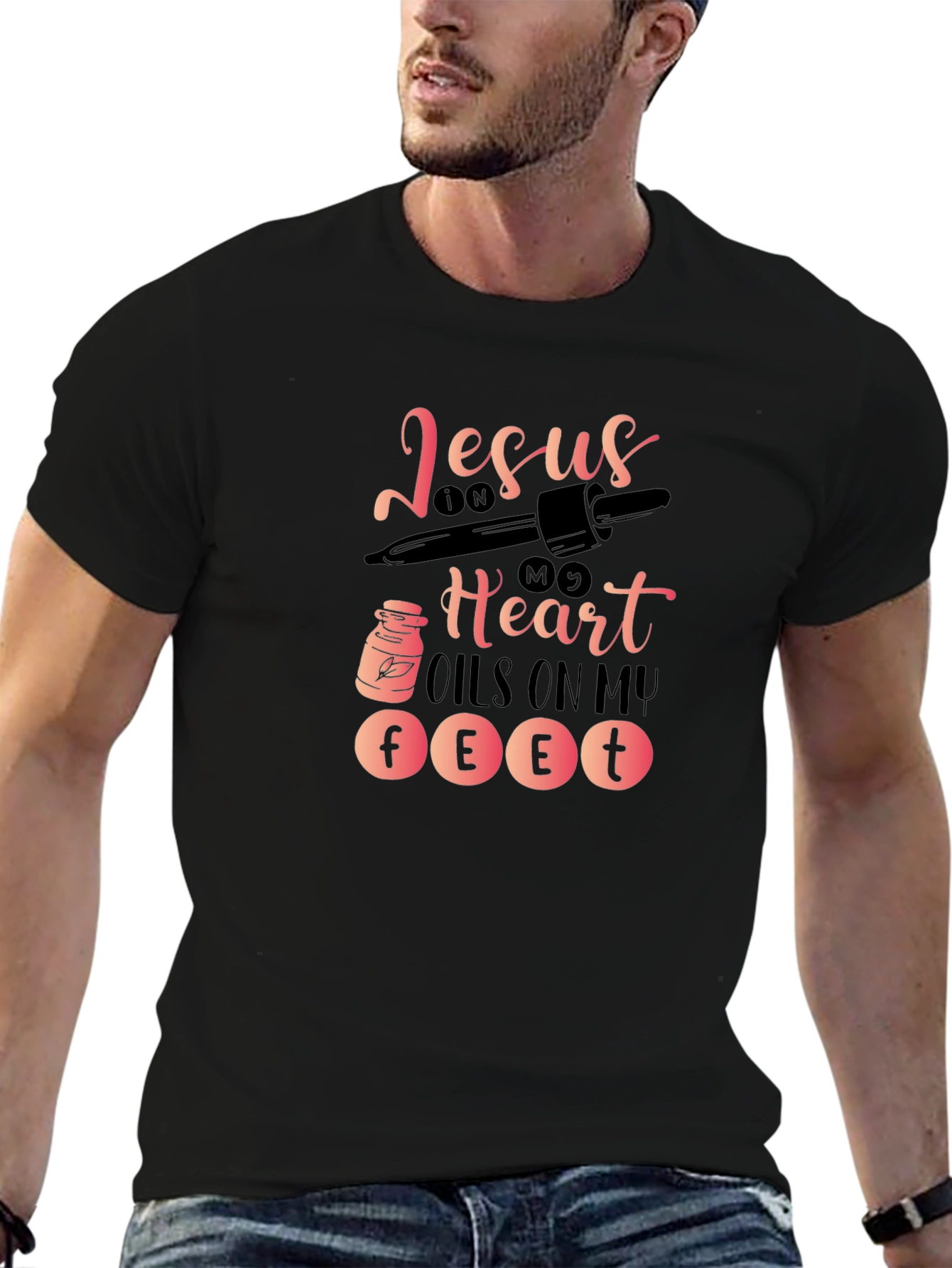 Jesus in My Heart Oils On My Feet T-Shirt