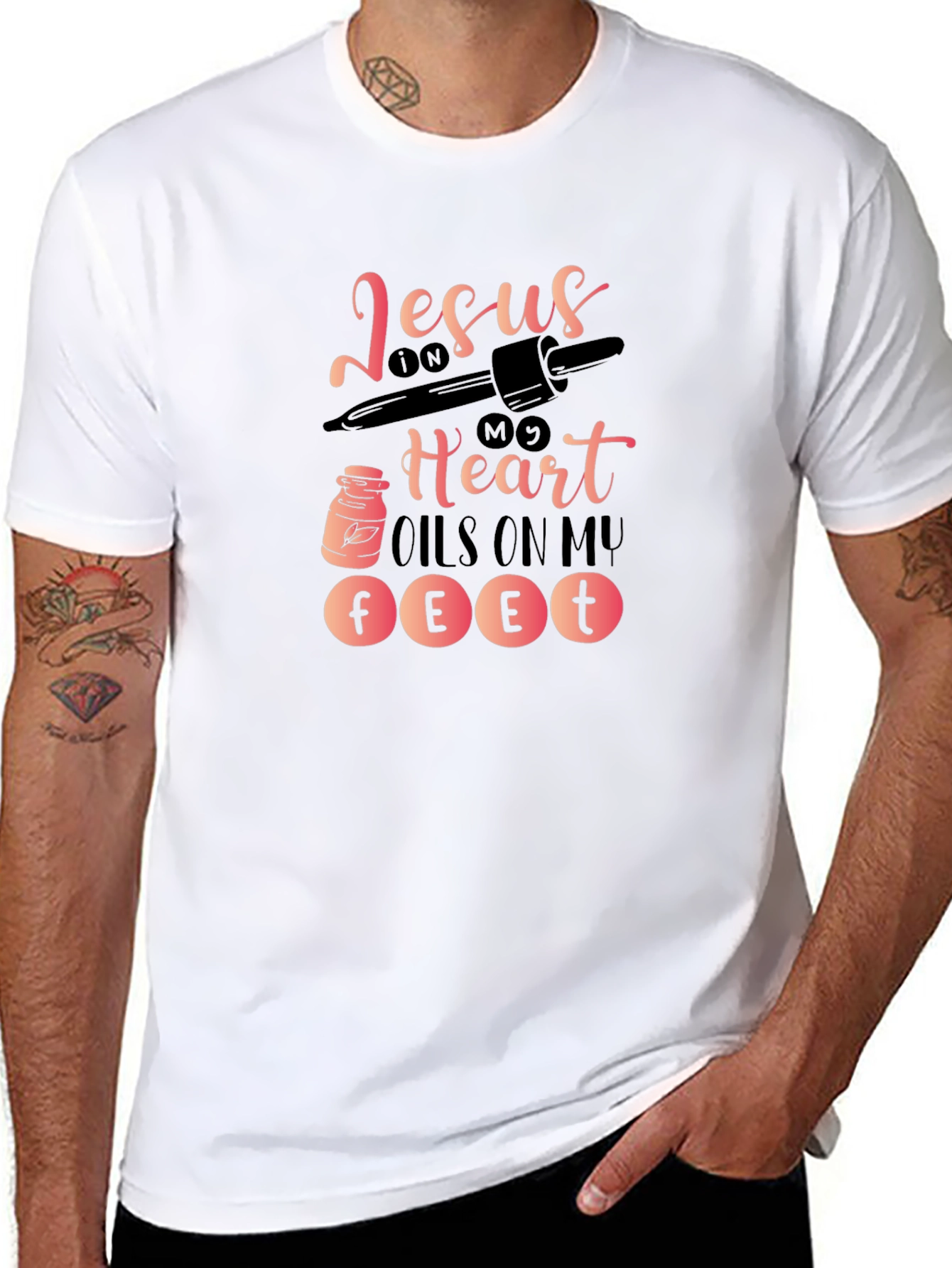 Jesus in My Heart Oils On My Feet T-Shirt