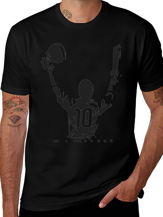 T-Shirt with Football Player Graphic Print