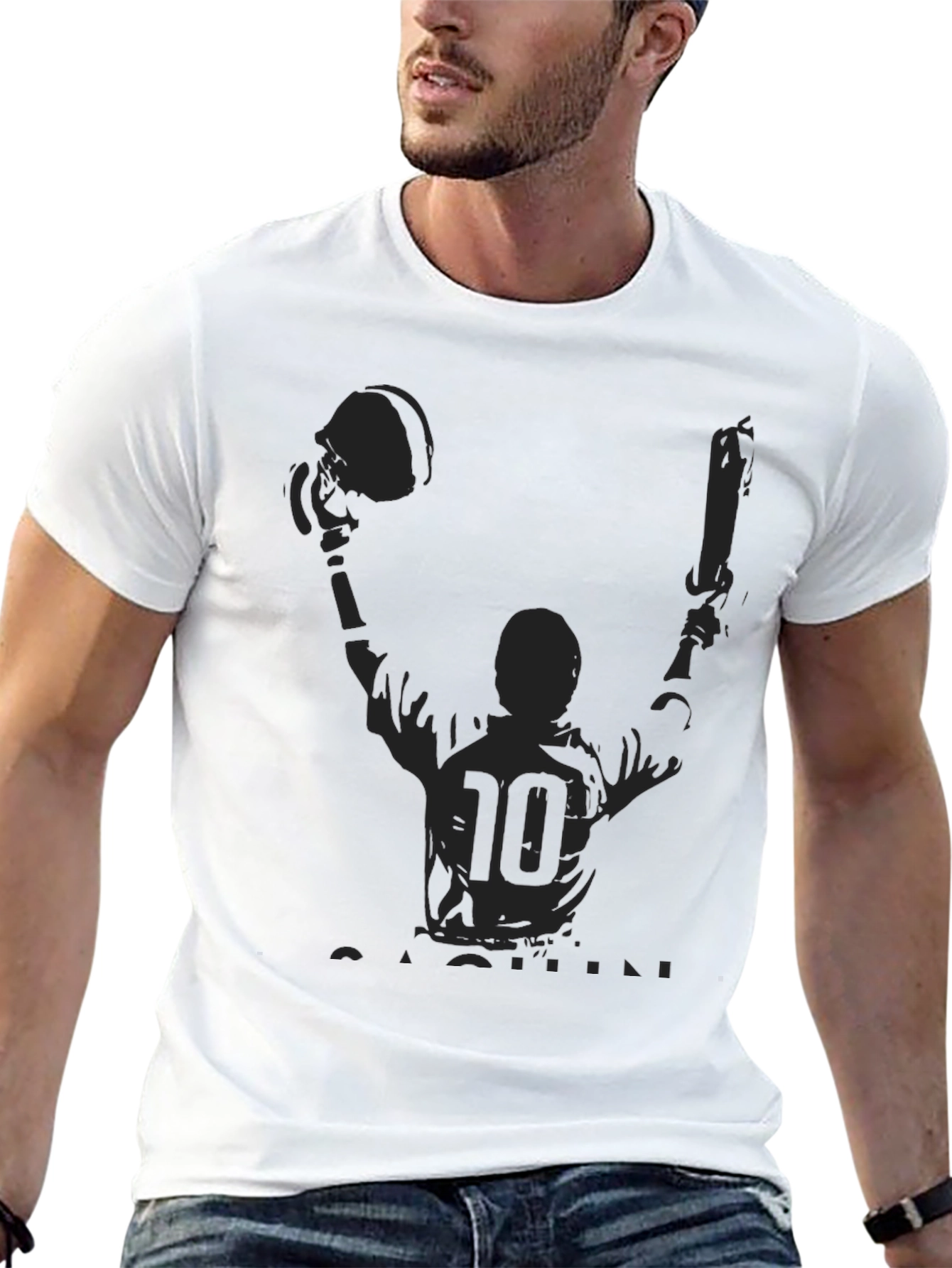 T-Shirt with Football Player Graphic Print