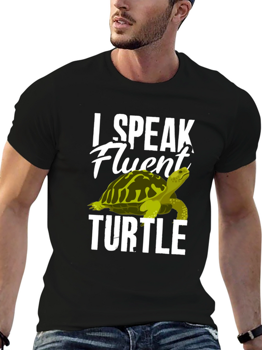 I Speak Fluent Turtle Graphic Tee - Black Cotton T-Shirt