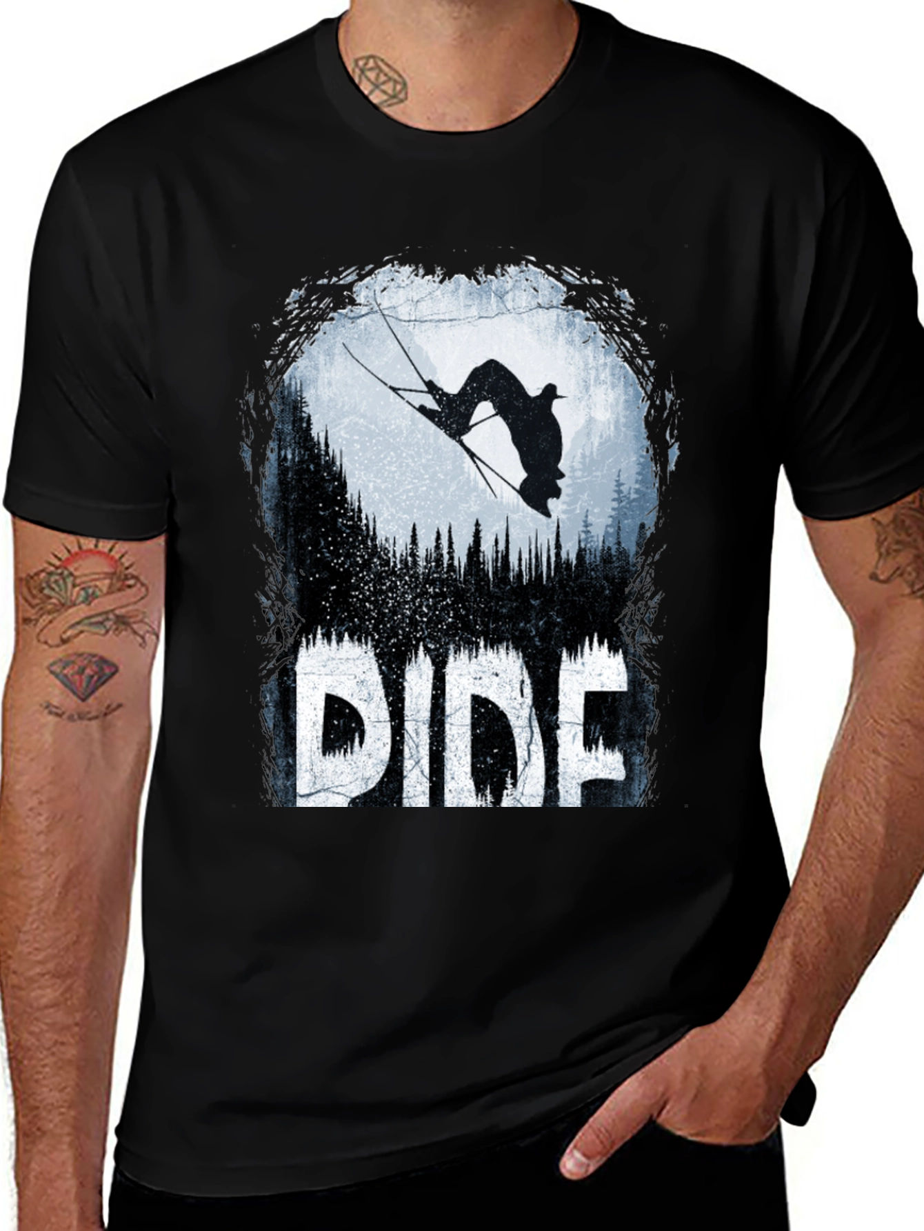 Ride T-Shirt: Skier Silhouette Design